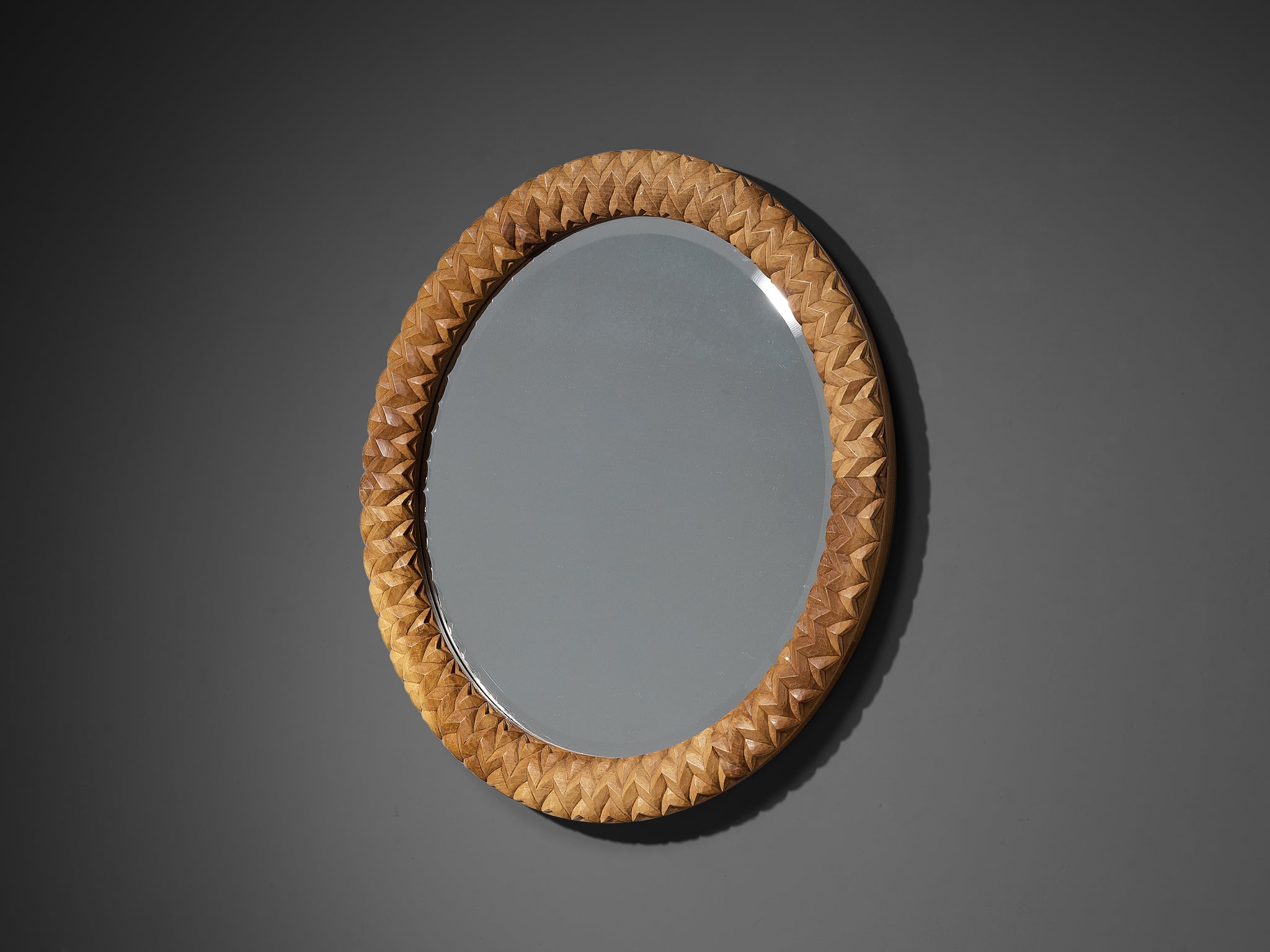 Giuseppe Rivadossi for Officina Rivadossi Round Mirror in Walnut Mirrors Morentz
