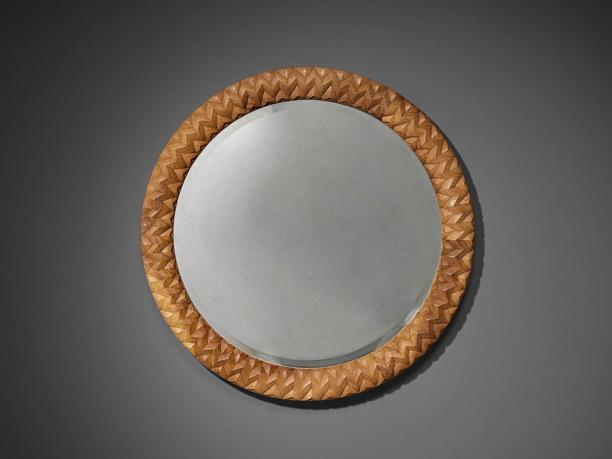 Giuseppe Rivadossi for Officina Rivadossi Round Mirror in Walnut Mirrors Morentz