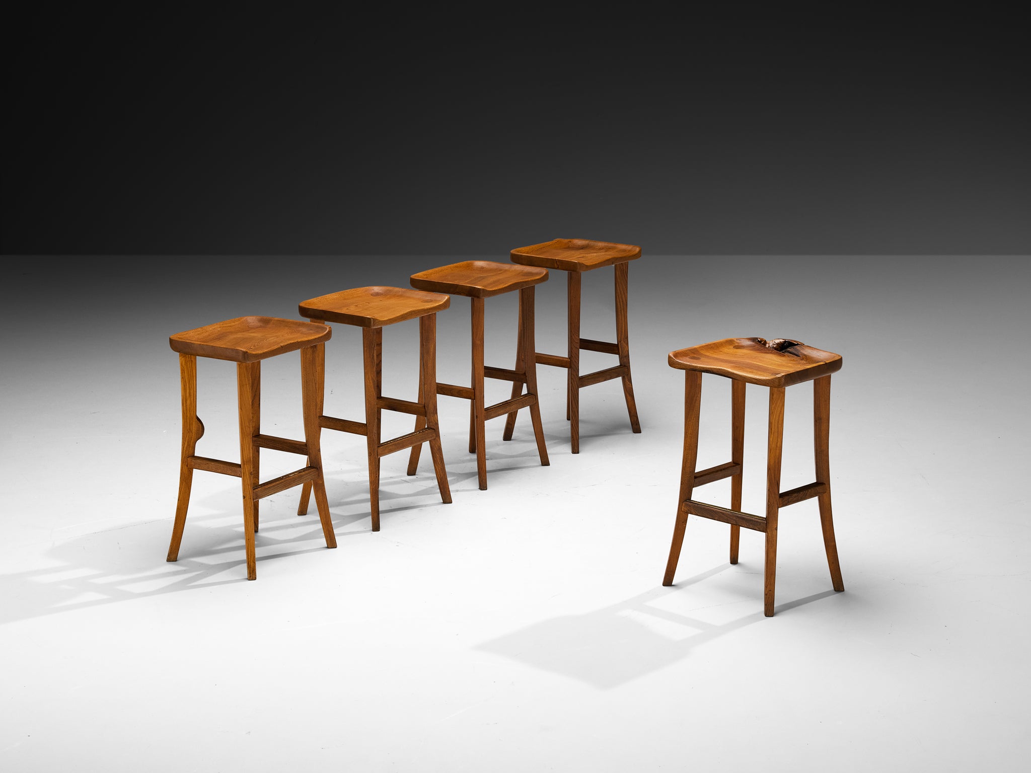 Scandinavian Organic Shaped Stools in Elm Seating Morentz