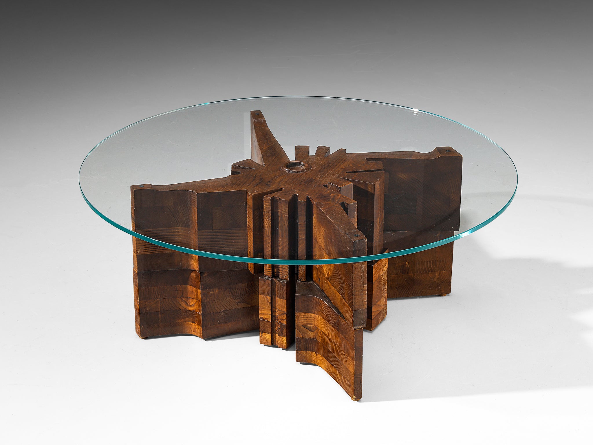 Nerone Giovanni Ceccarelli 'Hermes' Coffee Table in Wood and Glass Tables Morentz