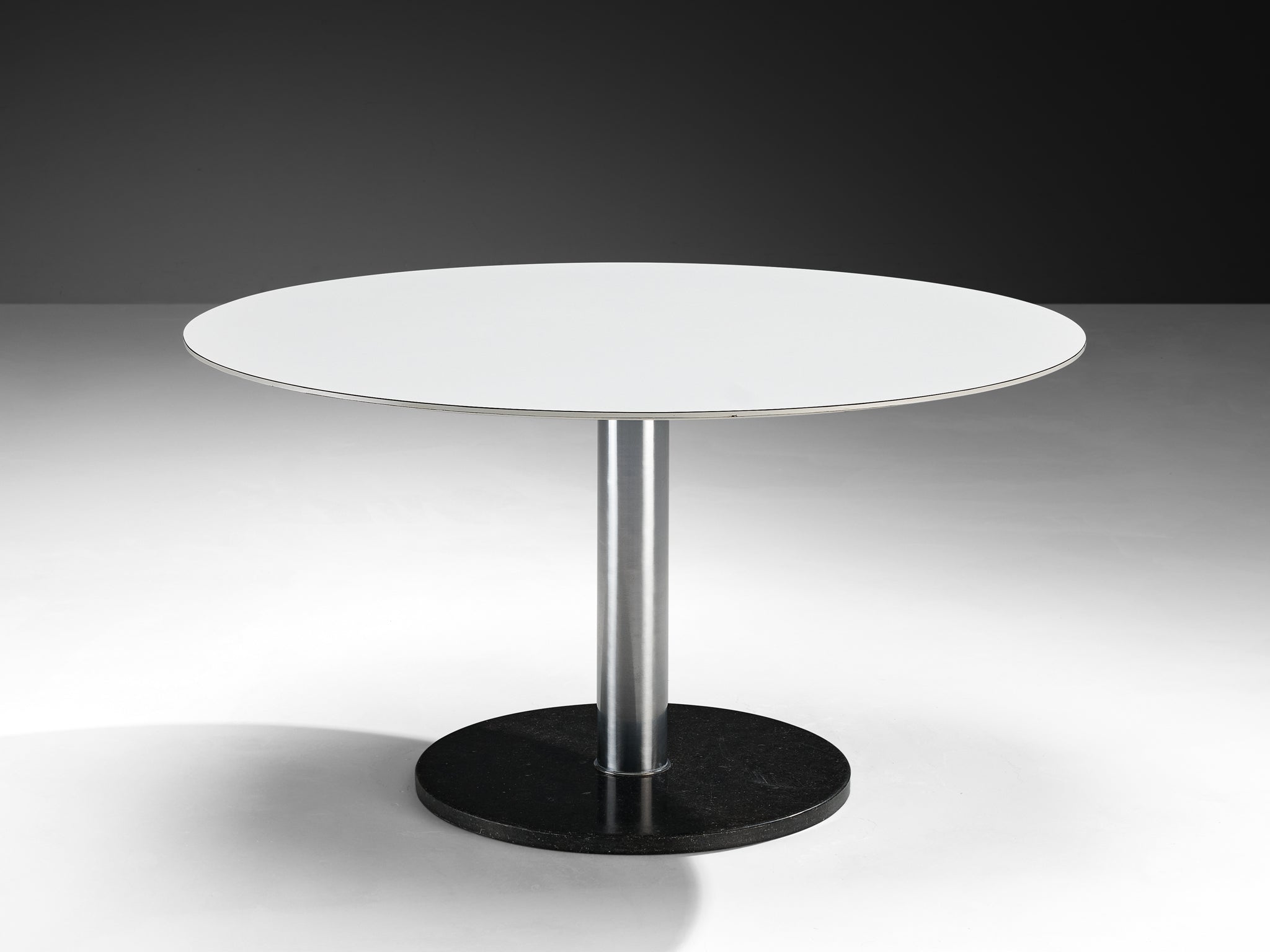 Postmodern Round Table with Stone Base and Laminated Top Tables Morentz