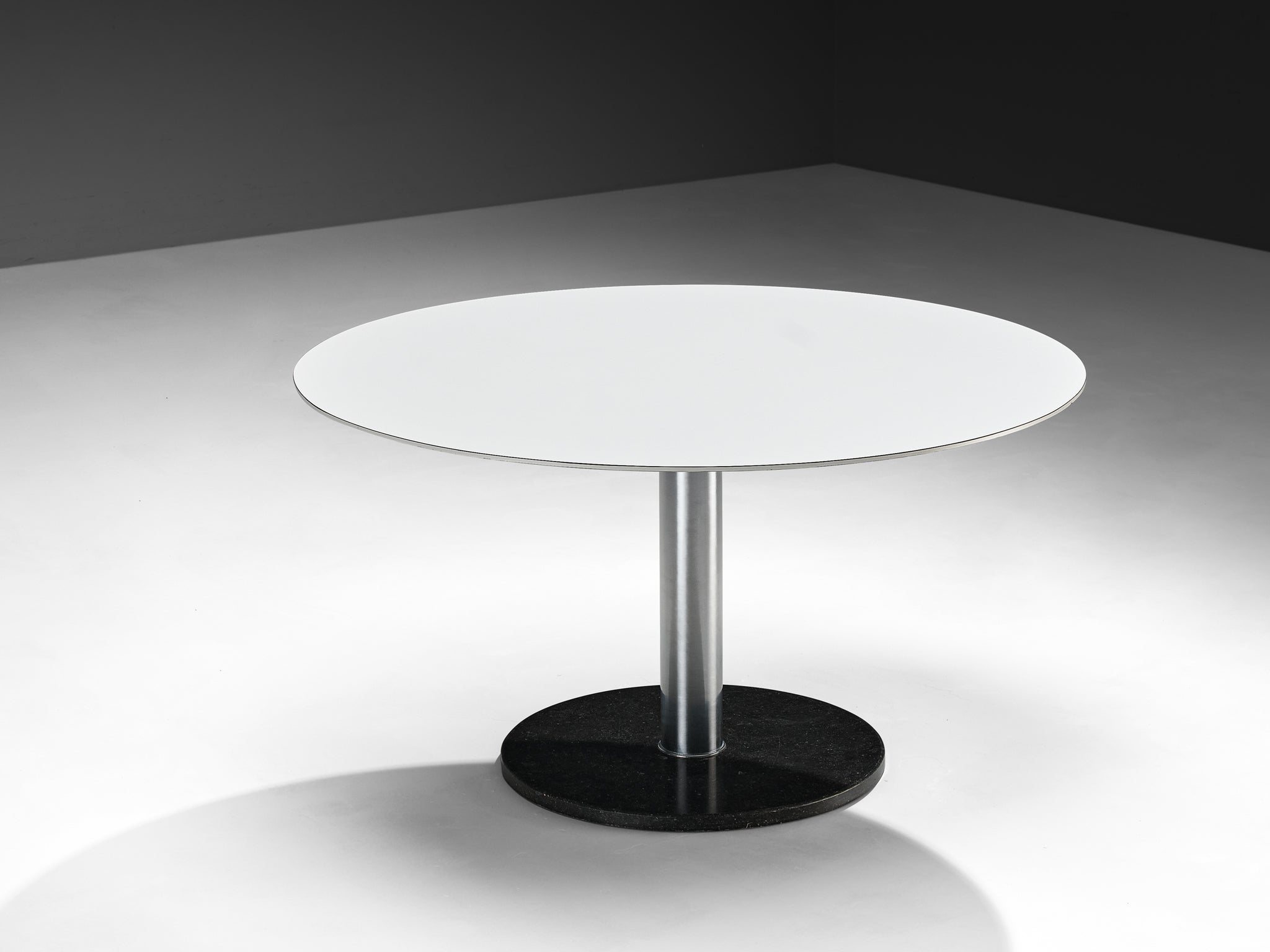 Postmodern Round Table with Stone Base and Laminated Top Tables Morentz