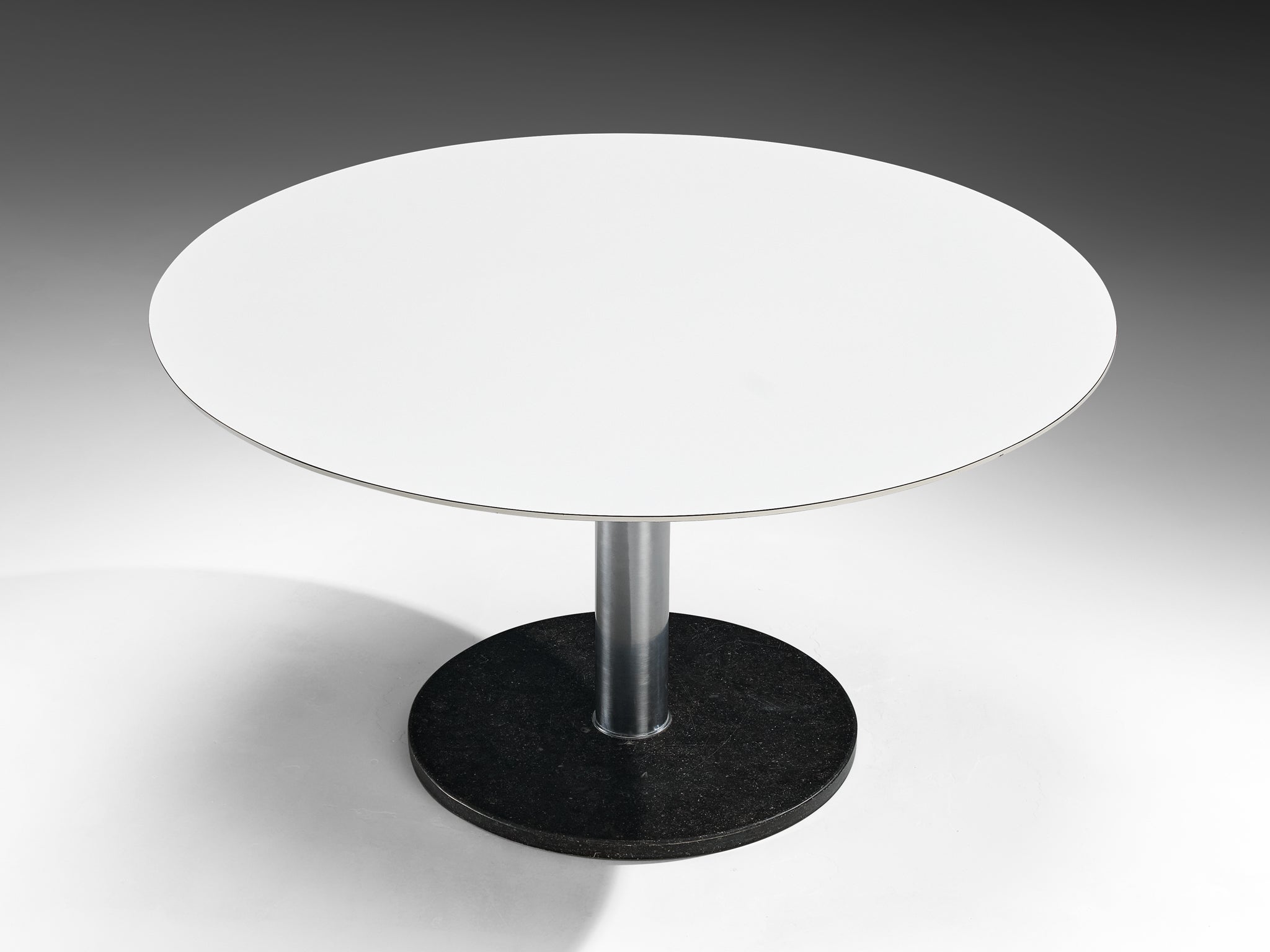 Postmodern Round Table with Stone Base and Laminated Top Tables Morentz
