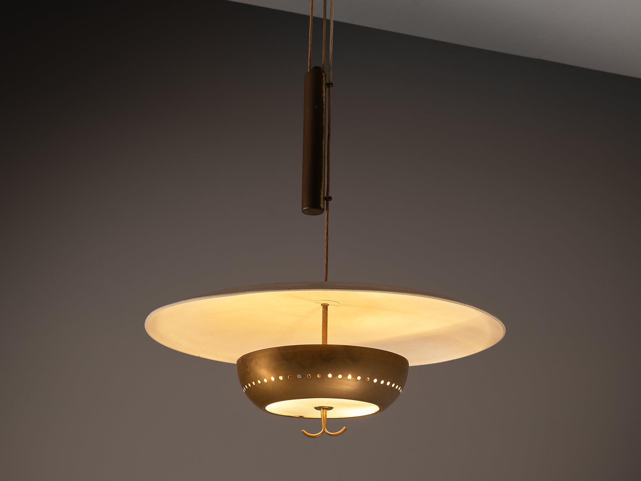 Mid-Century Modern 1950s Italian Ceiling Light in Brass Lighting Morentz