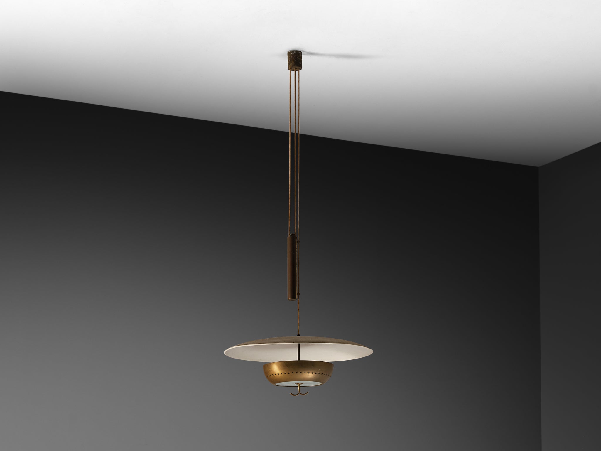 Mid-Century Modern 1950s Italian Ceiling Light in Brass Lighting Morentz