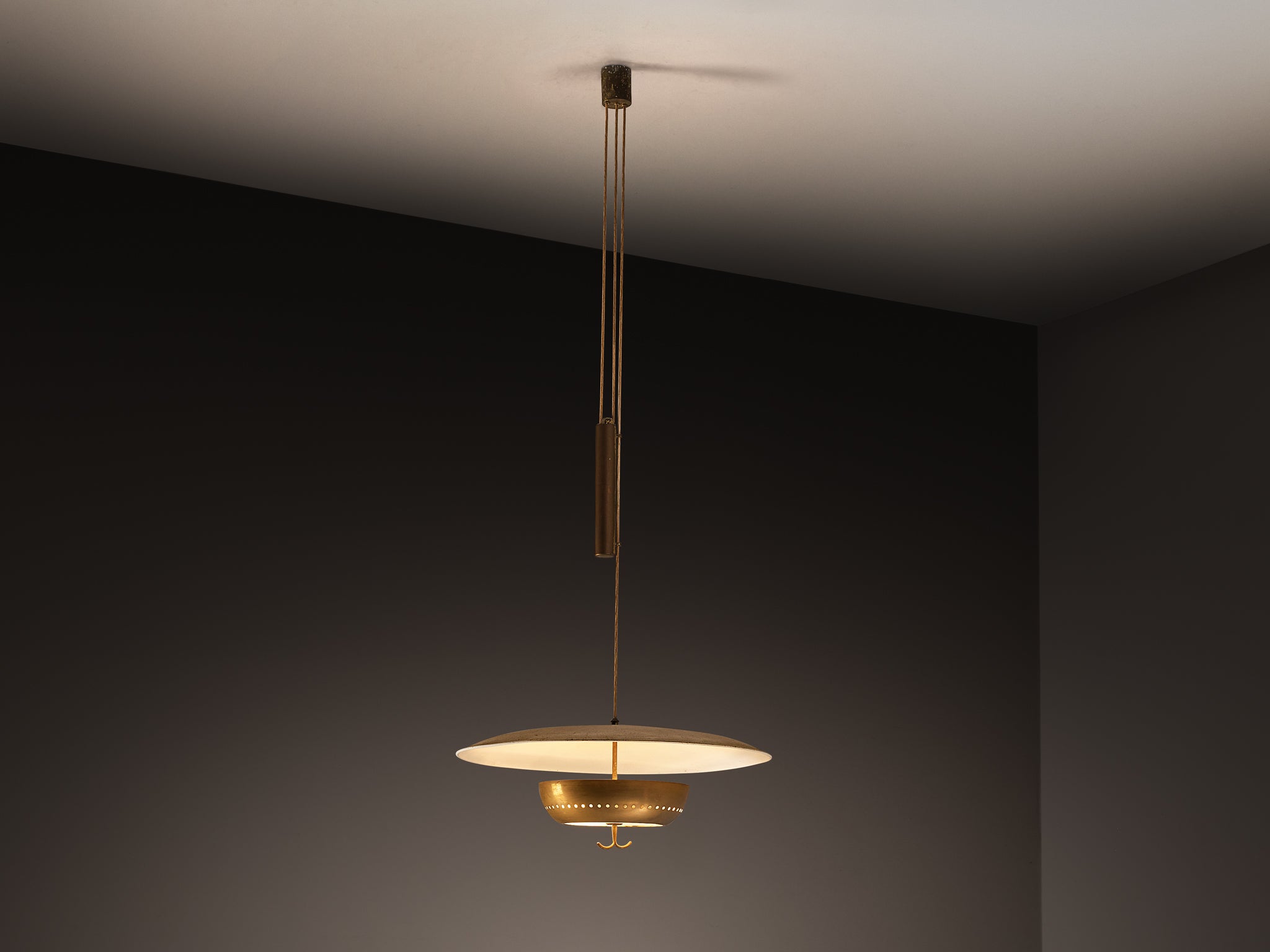 Mid-Century Modern 1950s Italian Ceiling Light in Brass Lighting Morentz