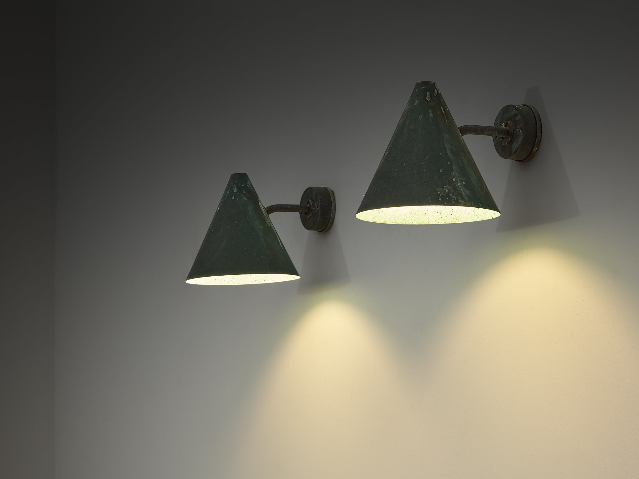 Hans-Agne Jakobsson 'Tratten' Wall Lights in Patinated Copper Lighting Morentz