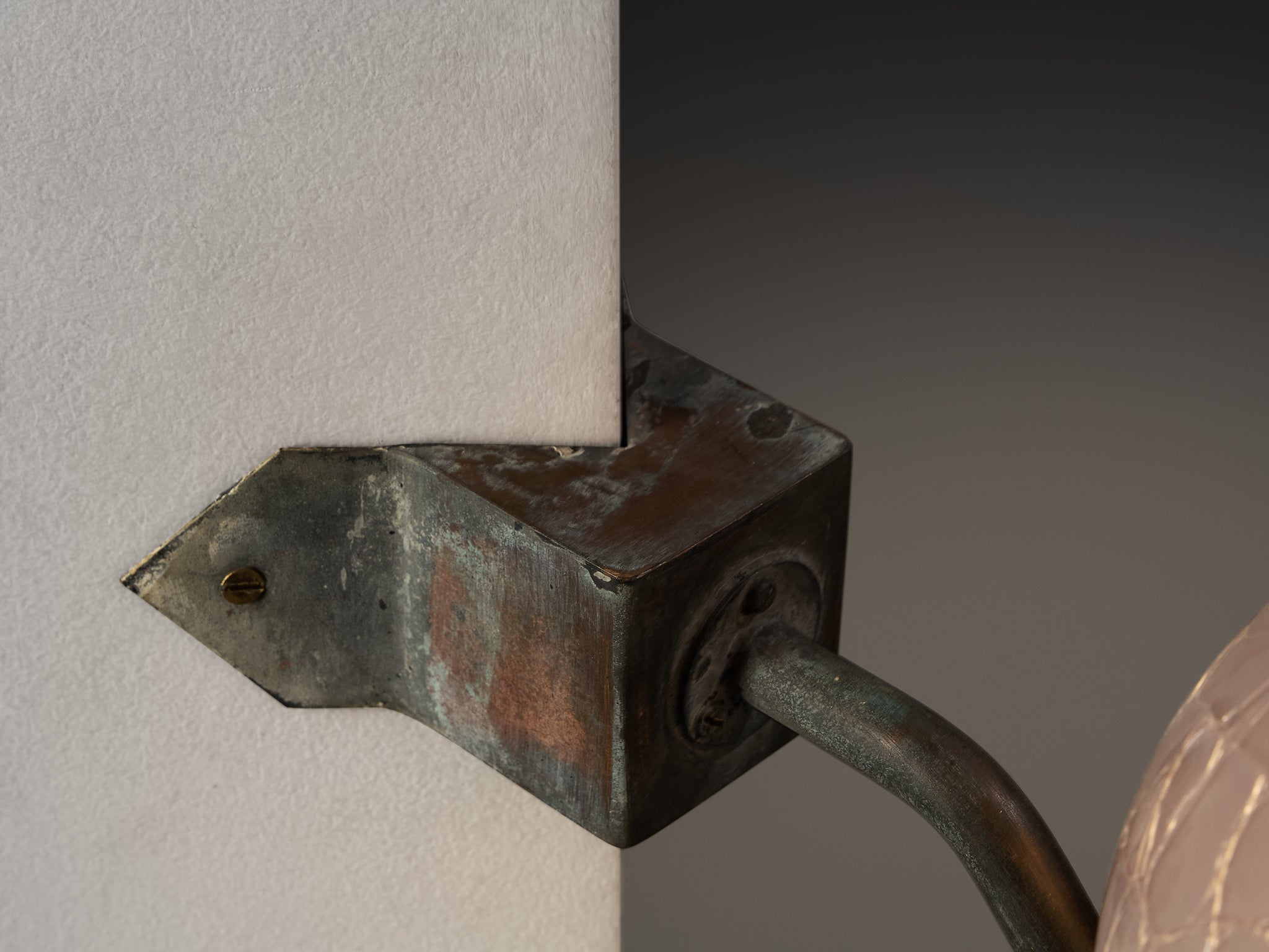 Hans-Agne Jakobsson 'S-1591' Corner Wall Light in Copper and Glass Lighting Morentz