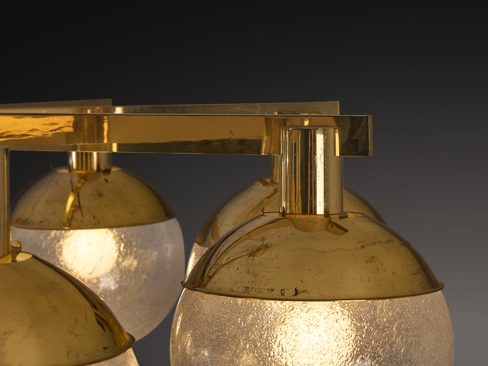 Hans-Agne Jakobsson ‘Pastoral’ Chandelier in Brass with Glass Spheres Lighting Morentz