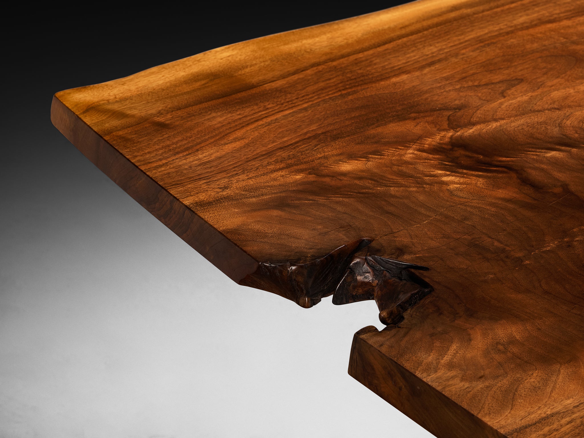George Nakashima 'Cluster Base' Table with Live-Edge Top Tables Morentz