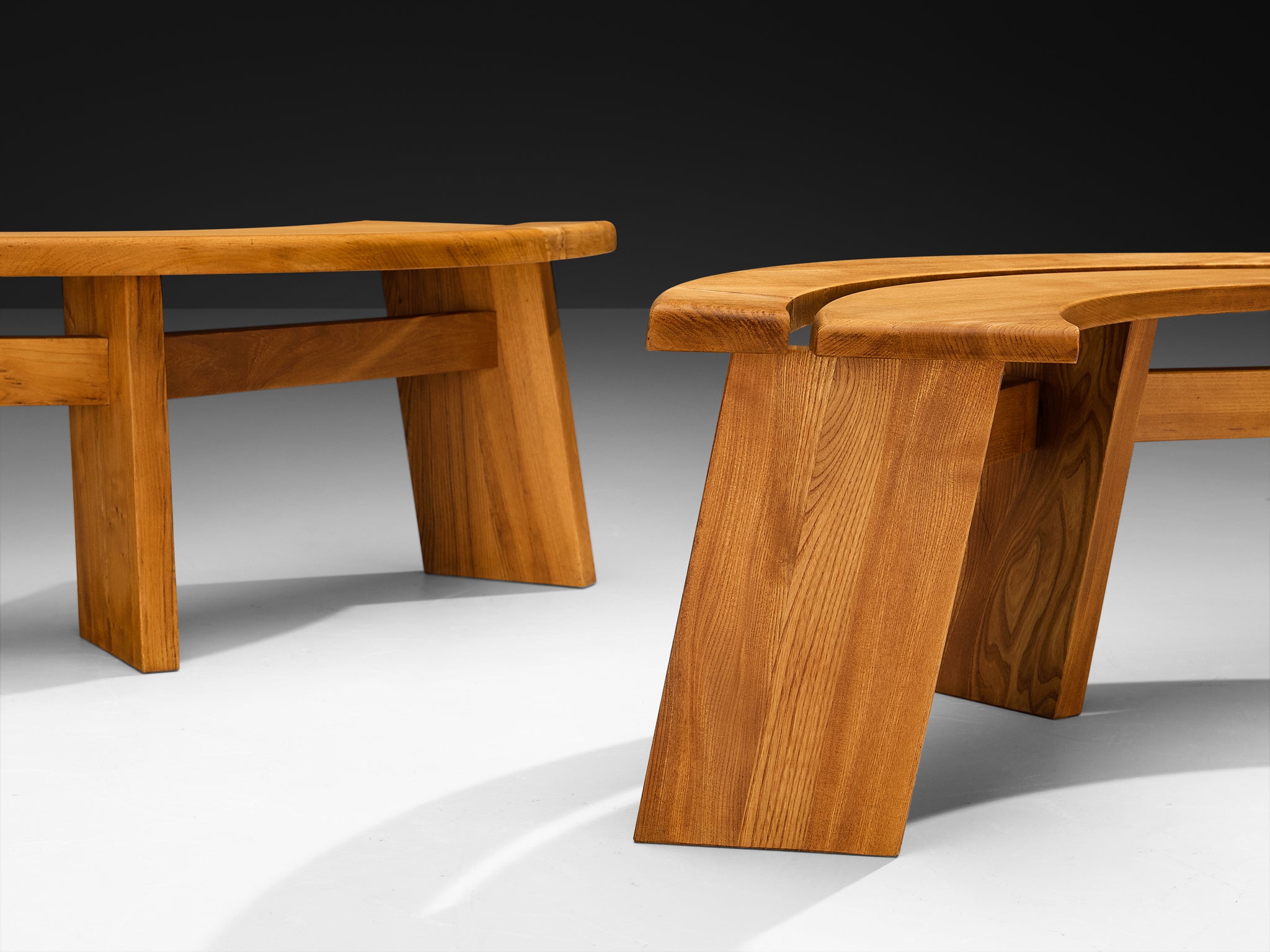 Early Pierre Chapo 'S38A’ Benches in Solid Elm Seating Morentz