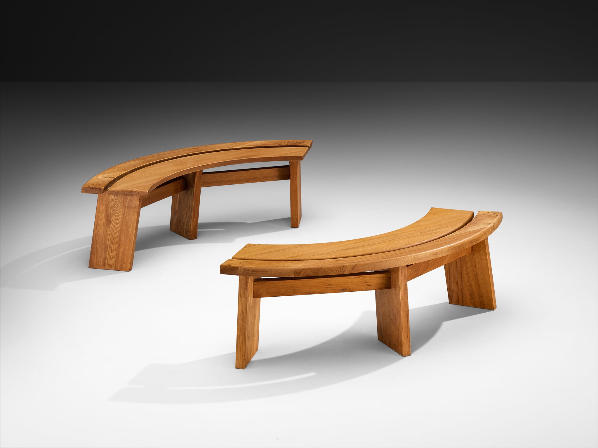 Early Pierre Chapo 'S38A’ Benches in Solid Elm Seating Morentz