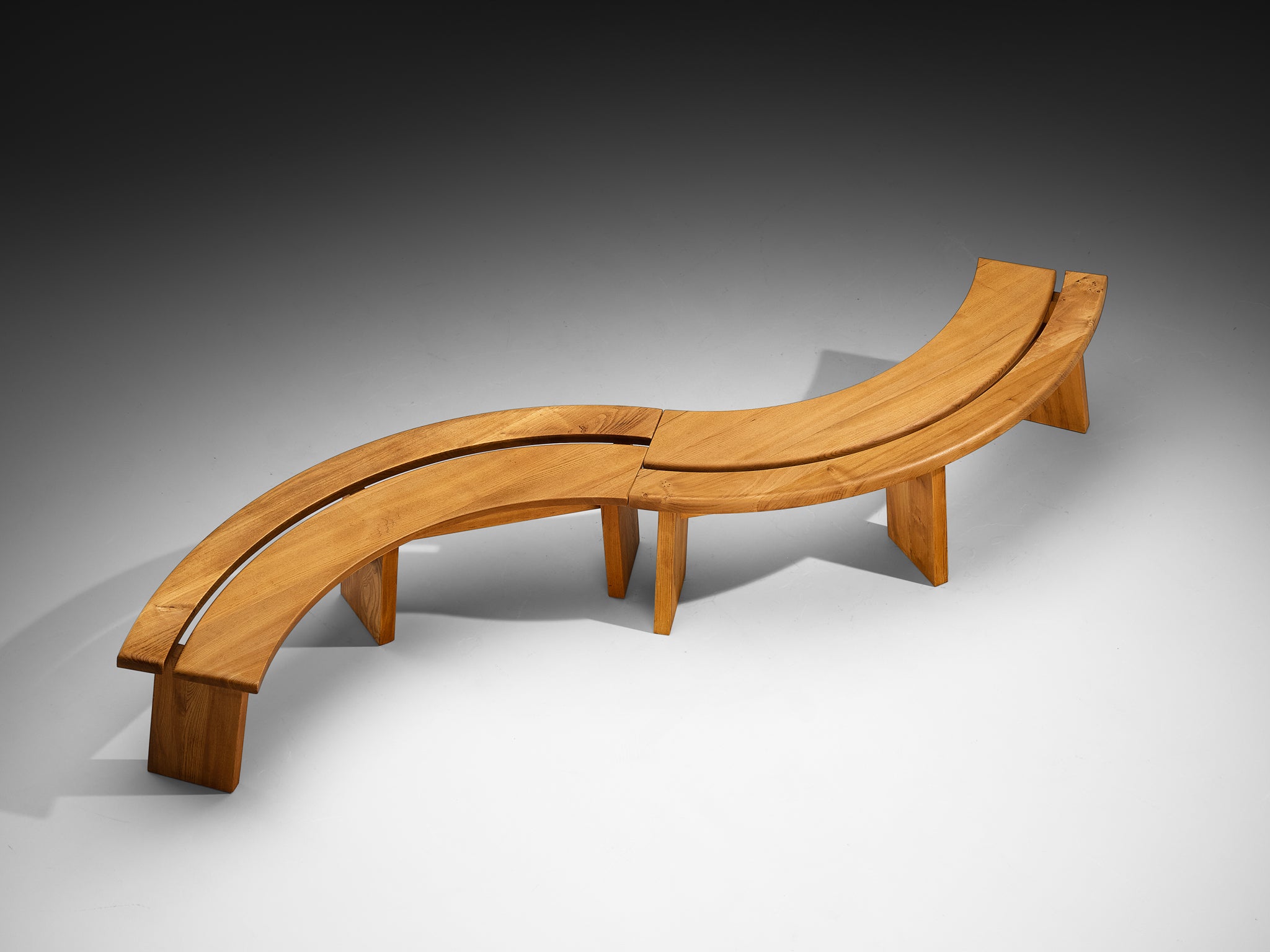 Early Pierre Chapo 'S38A’ Benches in Solid Elm Seating Morentz