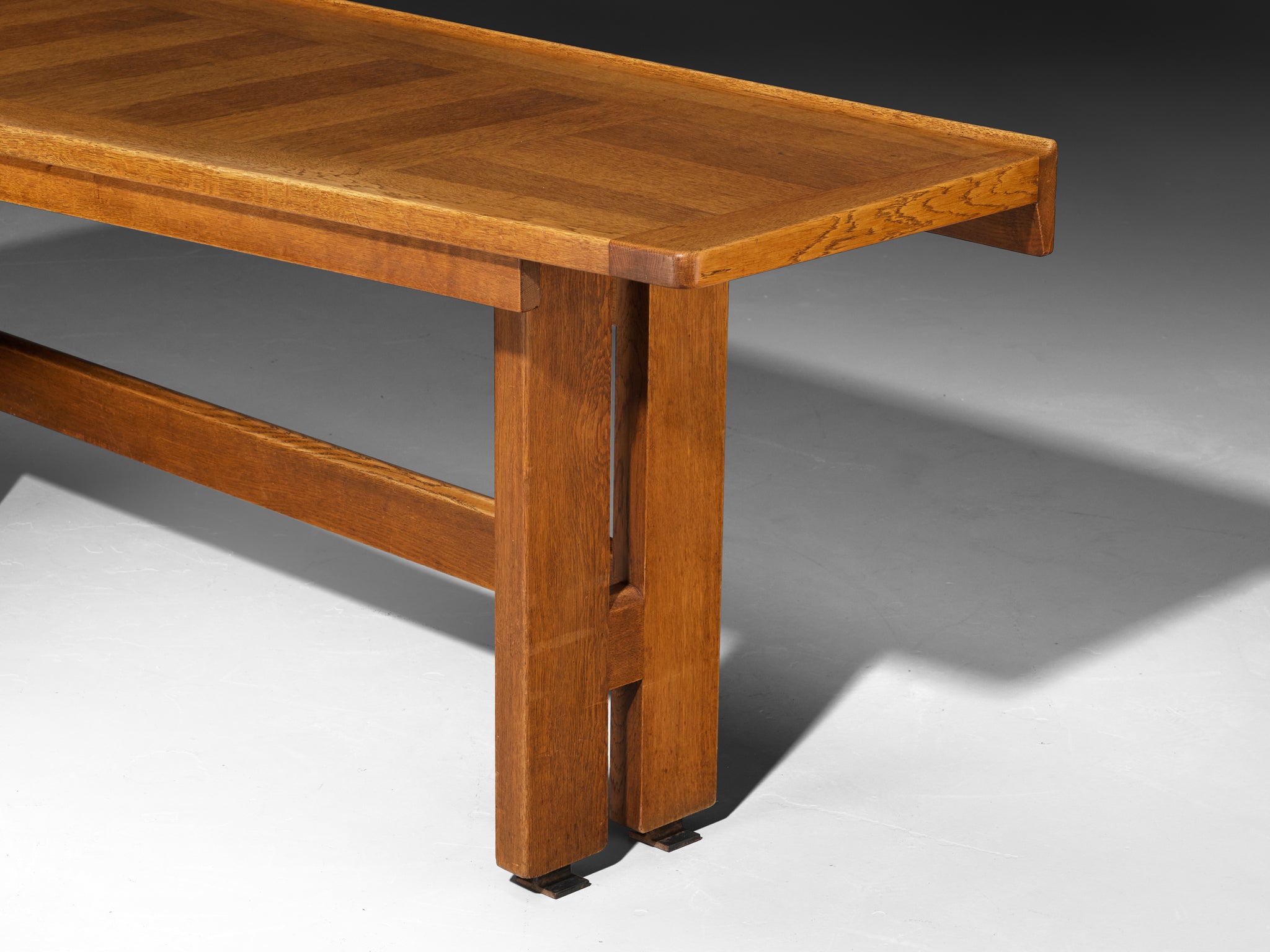 Guillerme & Chambron Corner Desk in Oak and Black Stone Tables Morentz