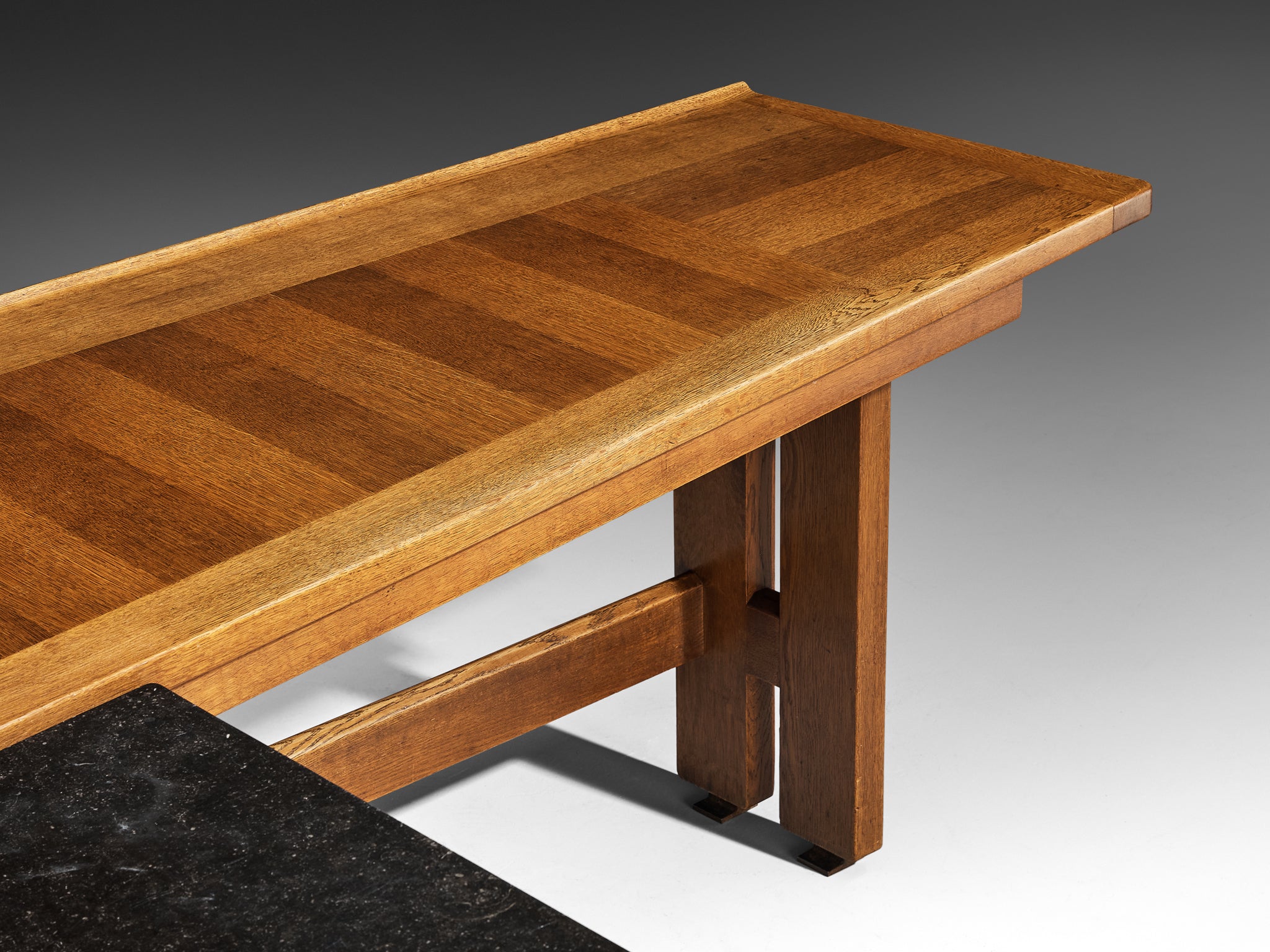 Guillerme & Chambron Corner Desk in Oak and Black Stone Tables Morentz