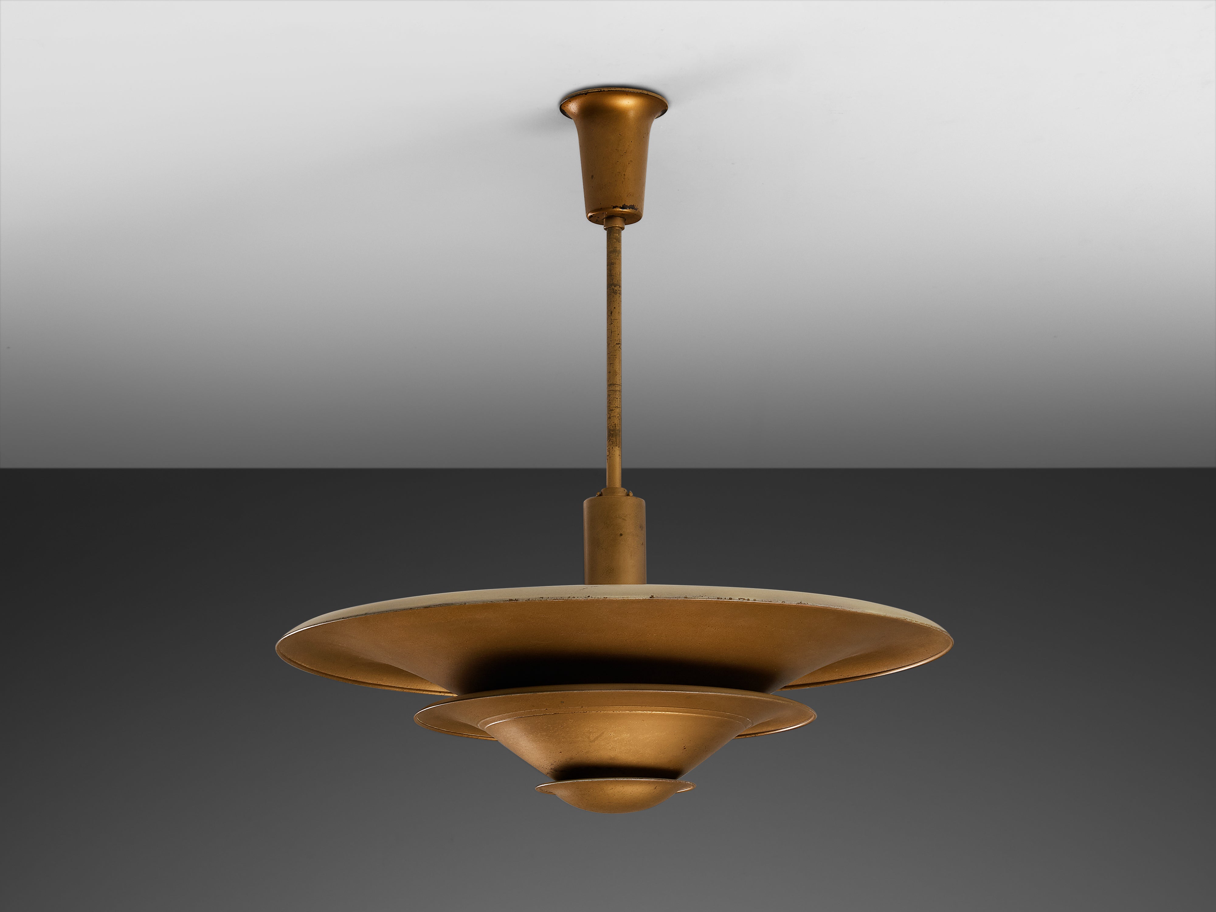 Rare 1930s Louis Poulsen Ceiling Light in Bronze Painted Metal