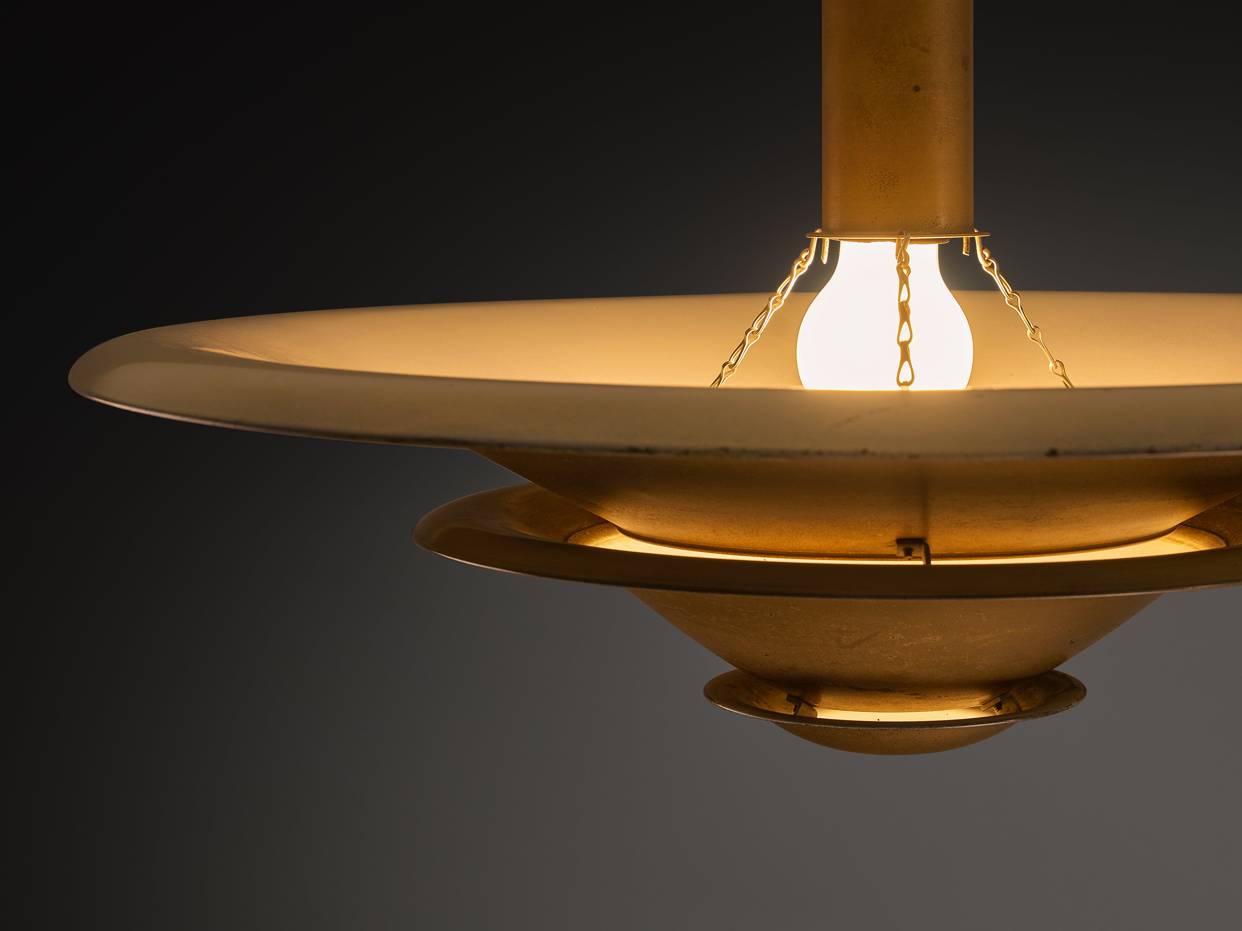 Rare 1930s Louis Poulsen Ceiling Light in Bronze Painted Metal