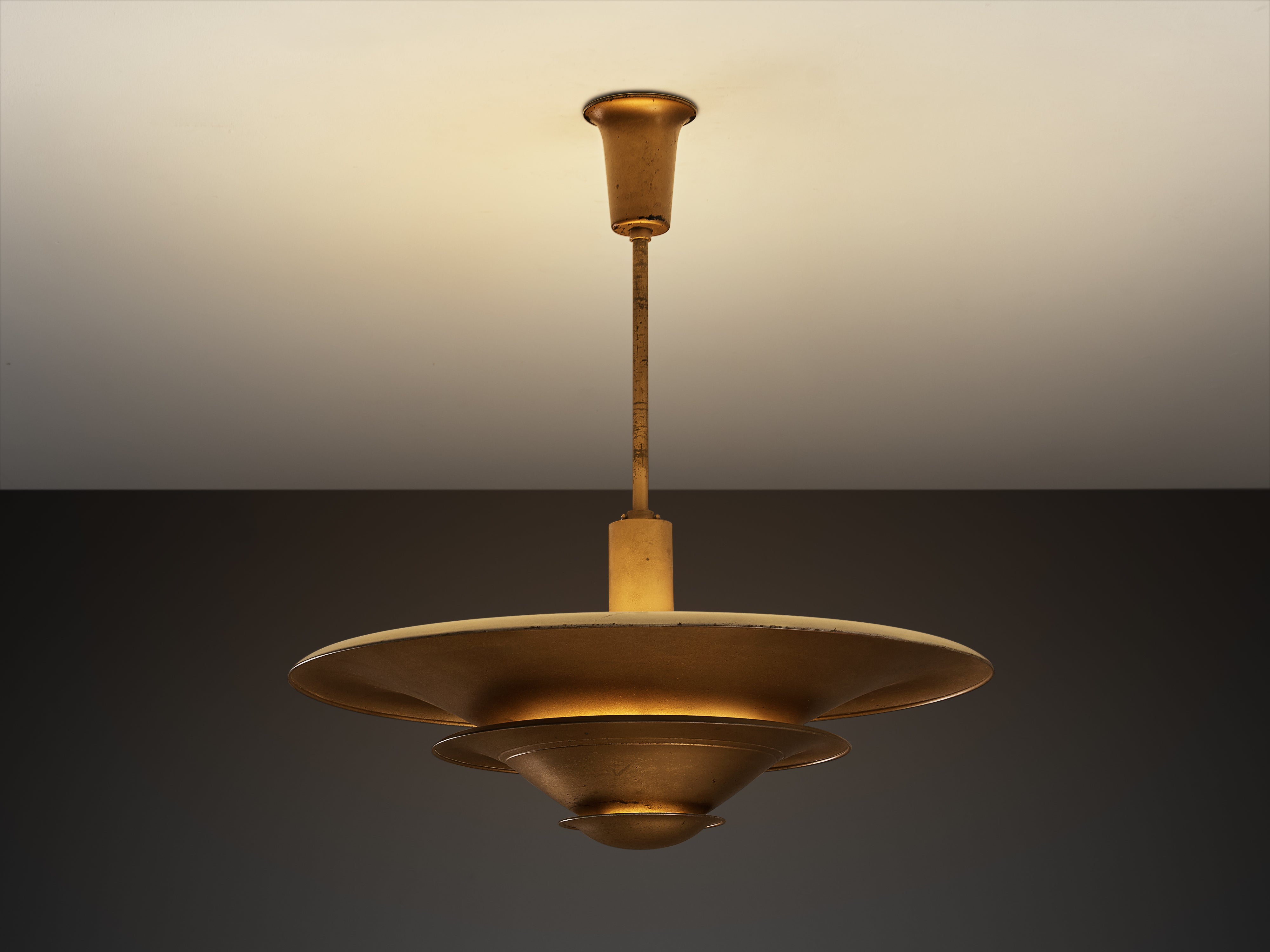 Rare 1930s Louis Poulsen Ceiling Light in Bronze Painted Metal