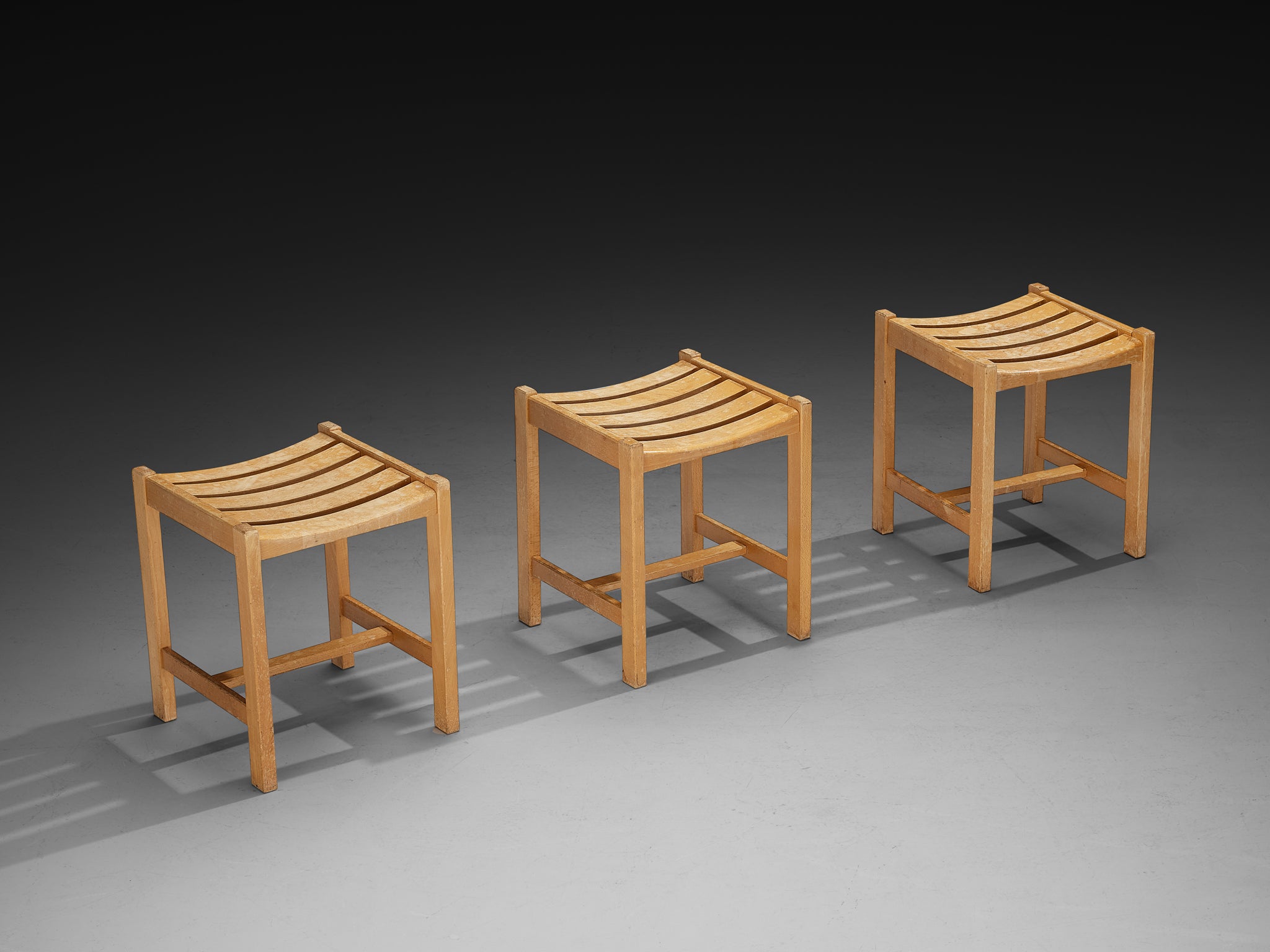 Stools in Blonde Wood Seating Morentz
