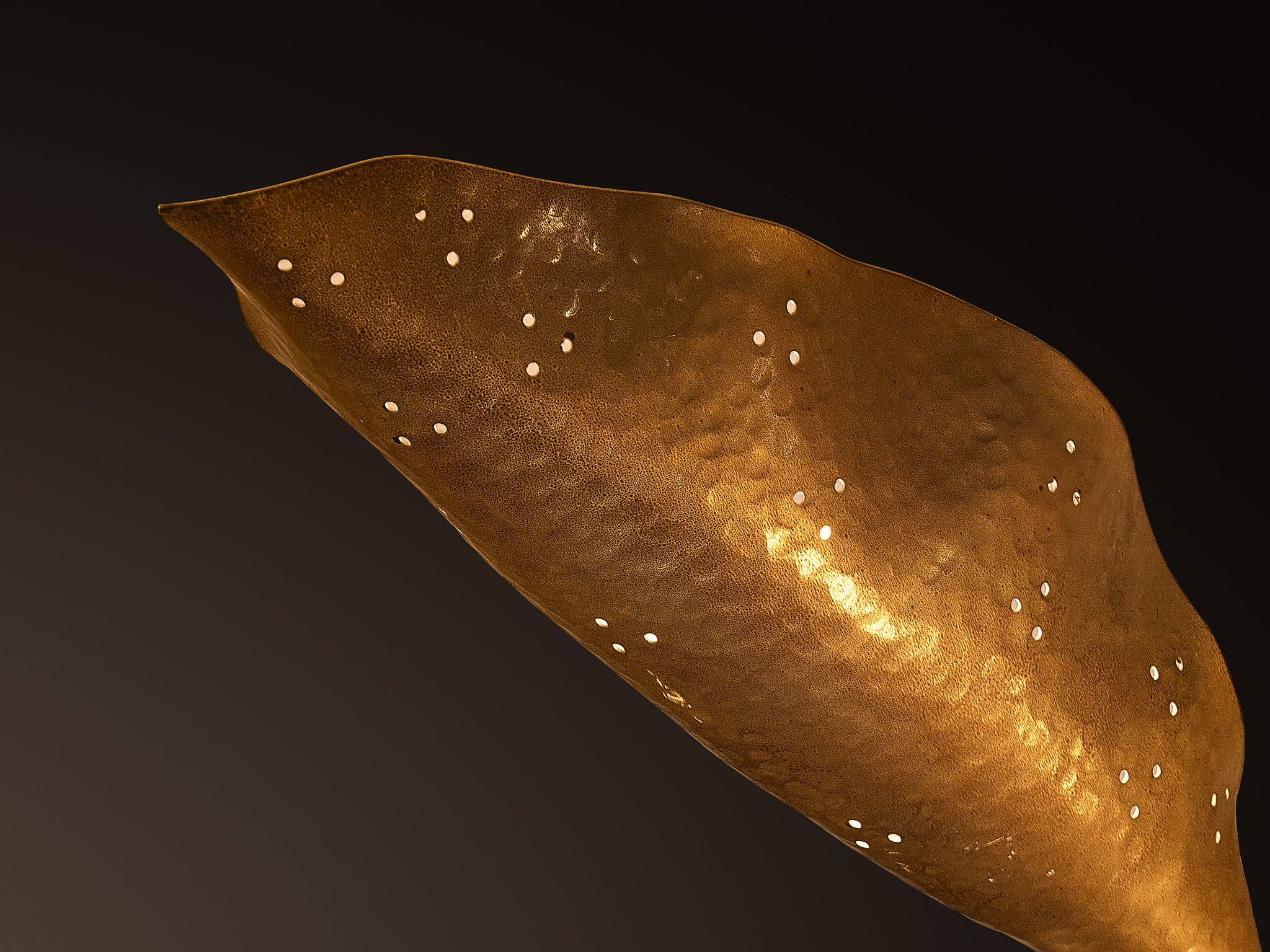 Angelo Lelii for Arredoluce Chandelier in Hammered Brass Lighting Morentz
