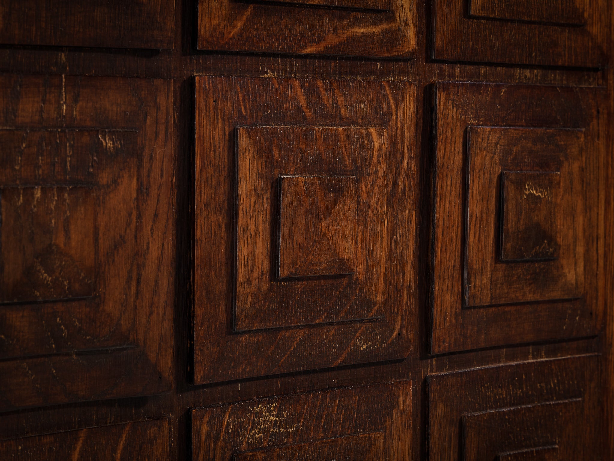 French Art Deco Sideboard in Oak with Geometric Front Case pieces and storage cabinets Morentz