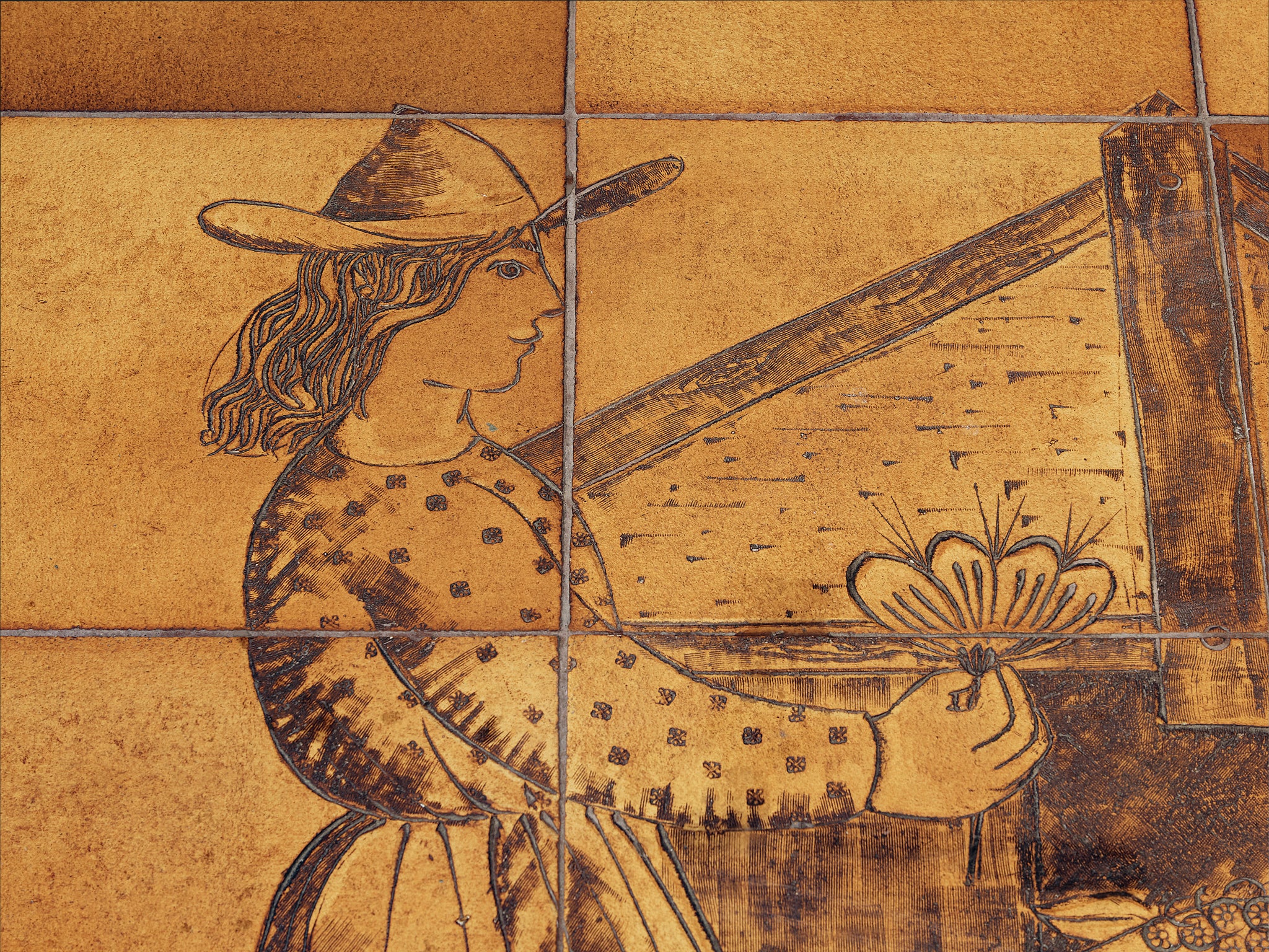 Monumental and Unique Roger Capron Large Dining Table in Ceramic and Oak 410cm/161.42in. Tables Morentz