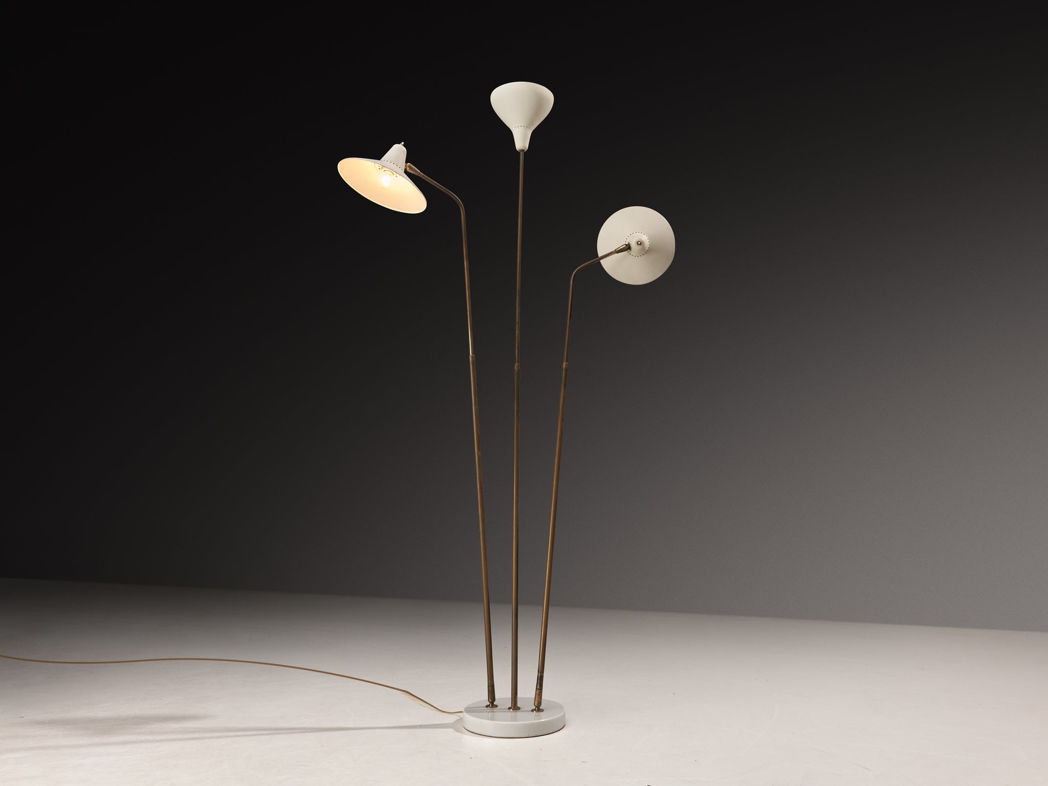 Rare Giuseppe Ostuni for O-Luce ’339/3’ Three-Armed Floor Lamp Lighting Morentz