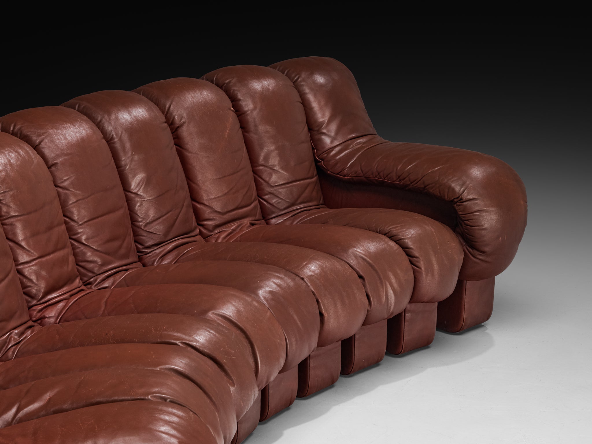 De Sede DS-600 'Snake' Sectional Sofa in Brown Leather Seating Morentz