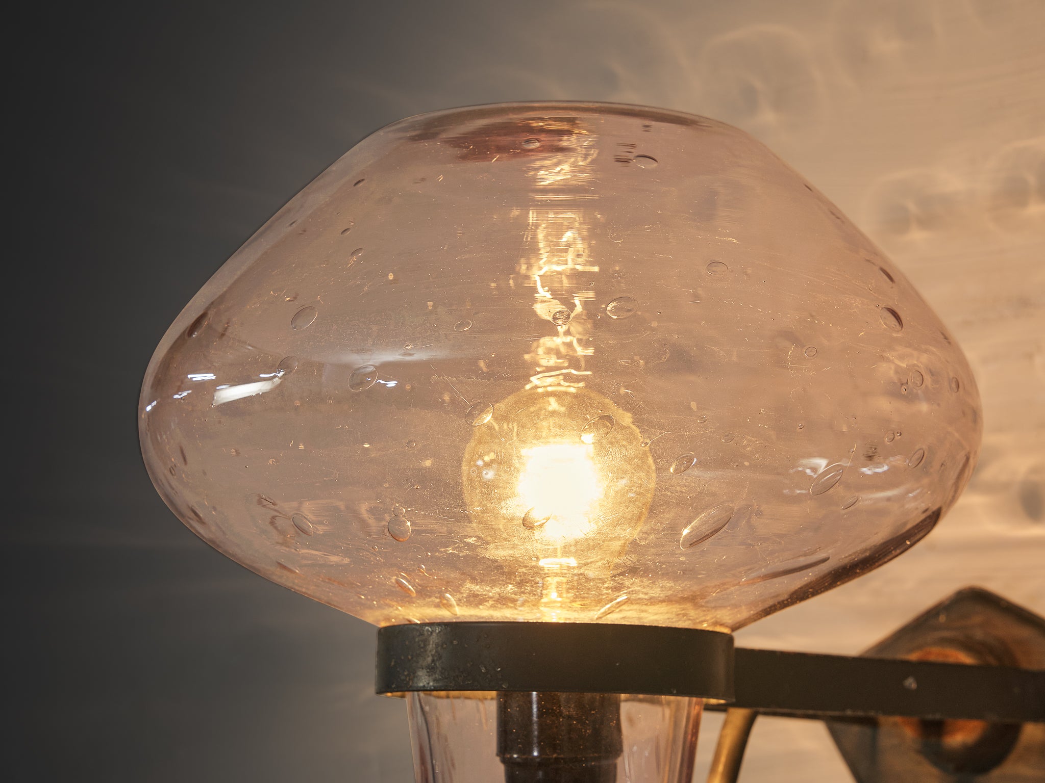 Gunnar Asplund for ASEA Wall Light in Blown Glass and Metal Lighting Morentz
