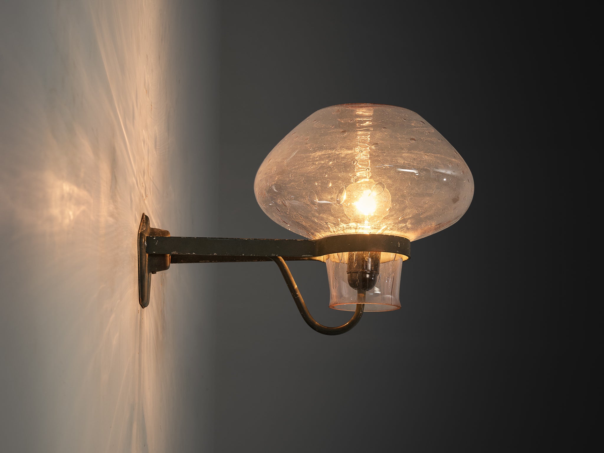 Gunnar Asplund for ASEA Wall Light in Blown Glass and Metal Lighting Morentz