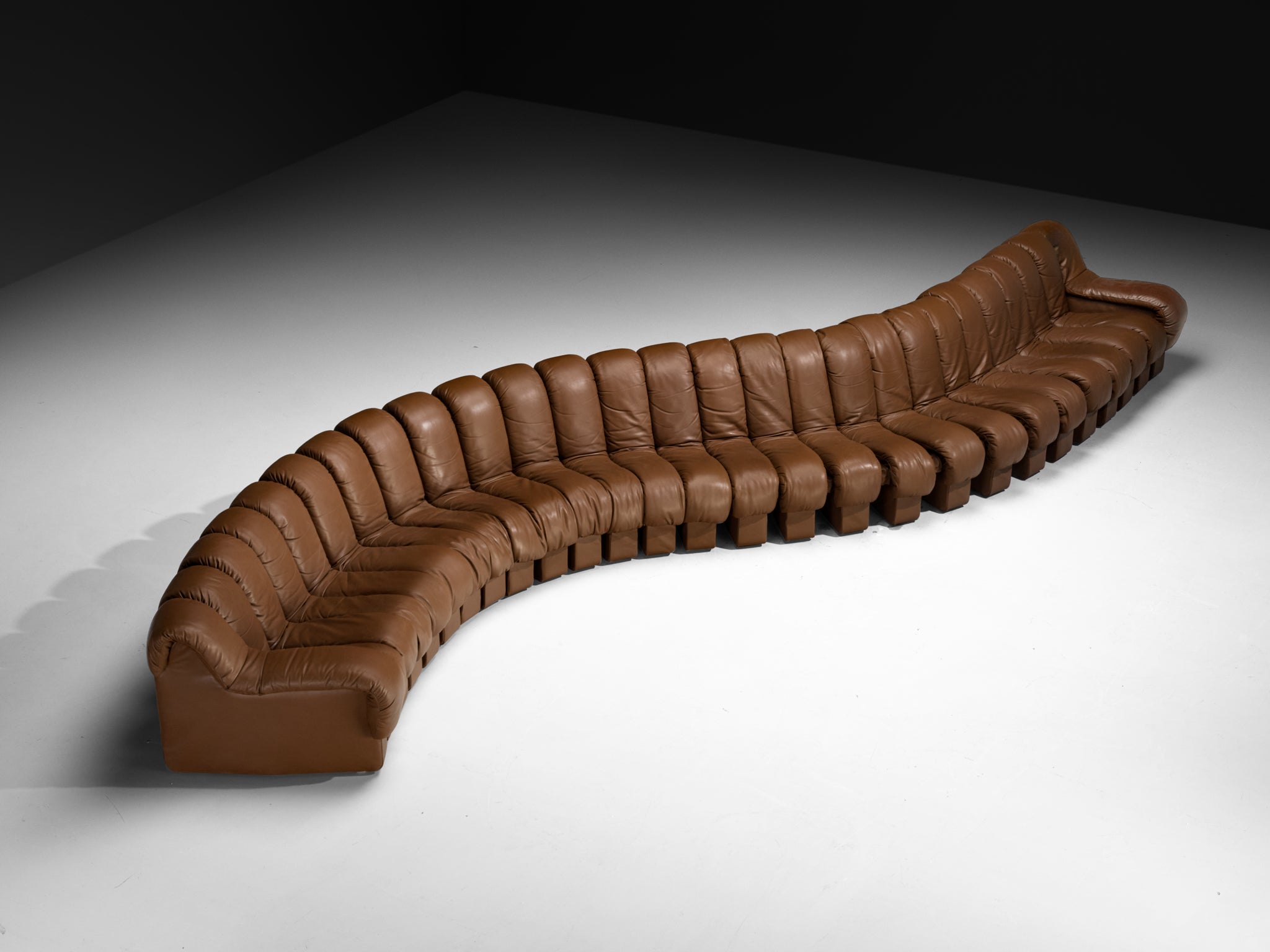 De Sede DS-600 'Snake' Sectional Sofa in Brown Leather Seating Morentz