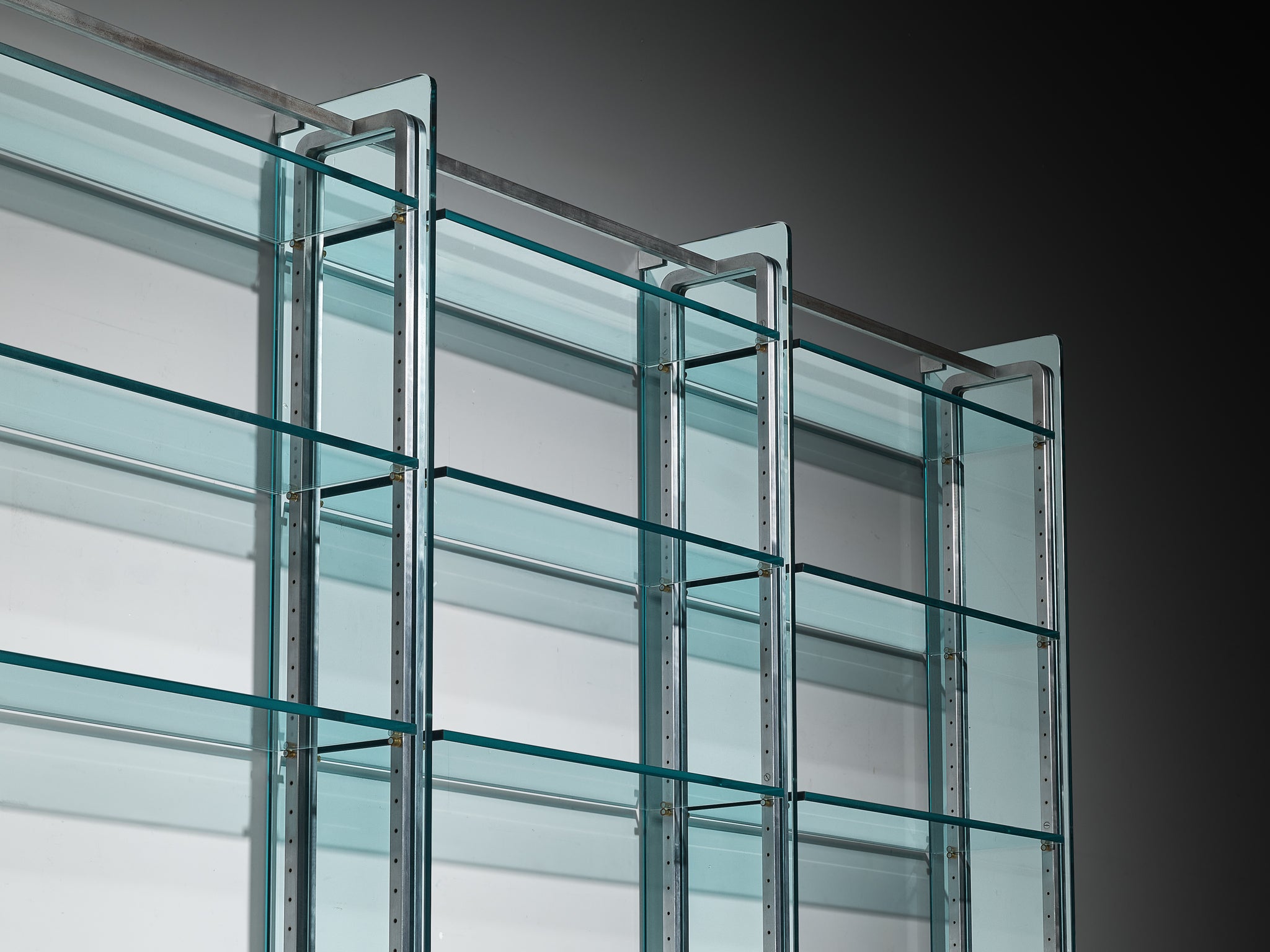 Vittorio Introini for Proposals Wall Unit in Steel and Glass Case pieces and storage cabinets Morentz