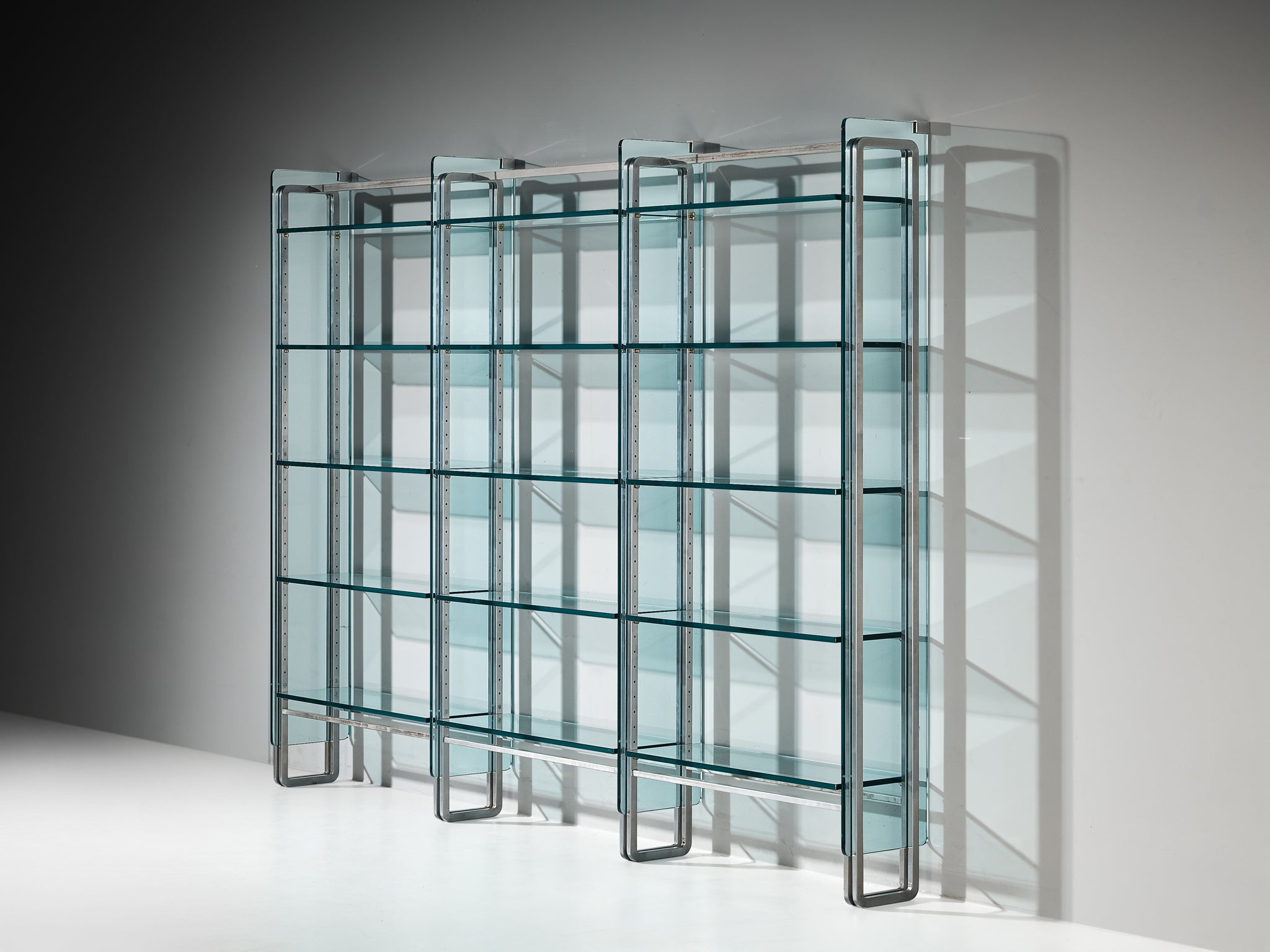 Vittorio Introini for Proposals Wall Unit in Steel and Glass Case pieces and storage cabinets Morentz
