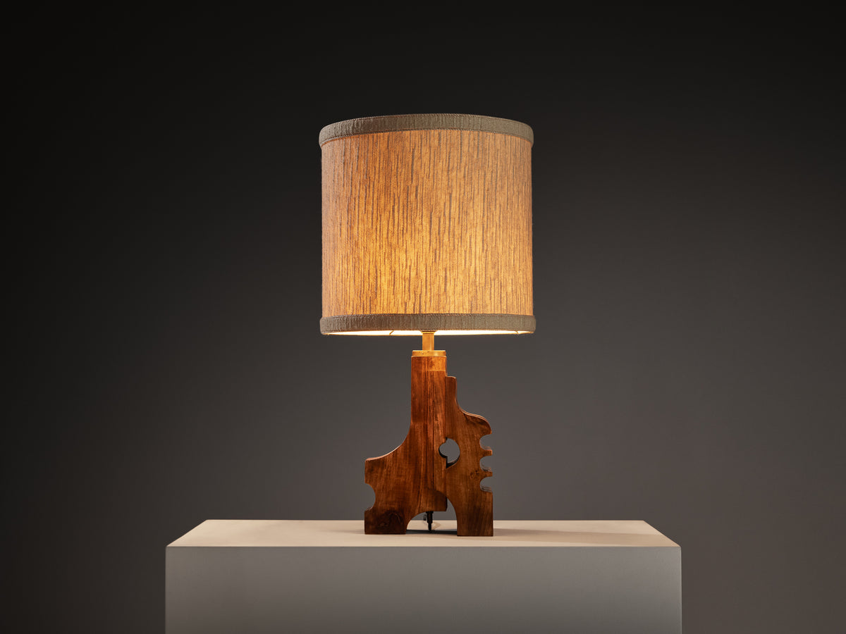 Gruppo NP2 Sculptural Wooden Table Lamp with Fabric Shade Lighting Morentz