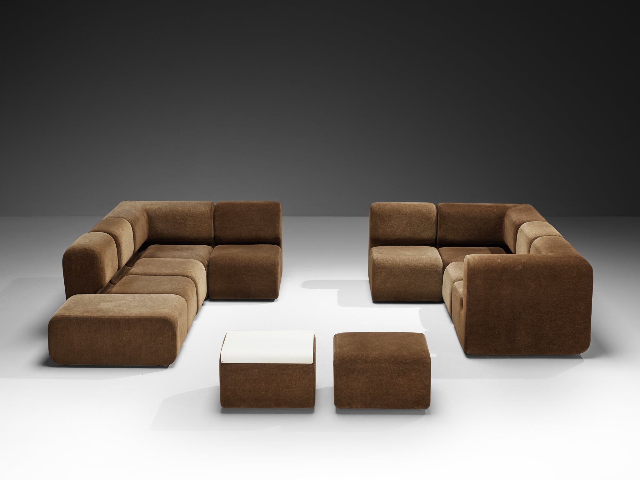 Swiss Grand Modular Sofa in Brown Fabric Seating Morentz