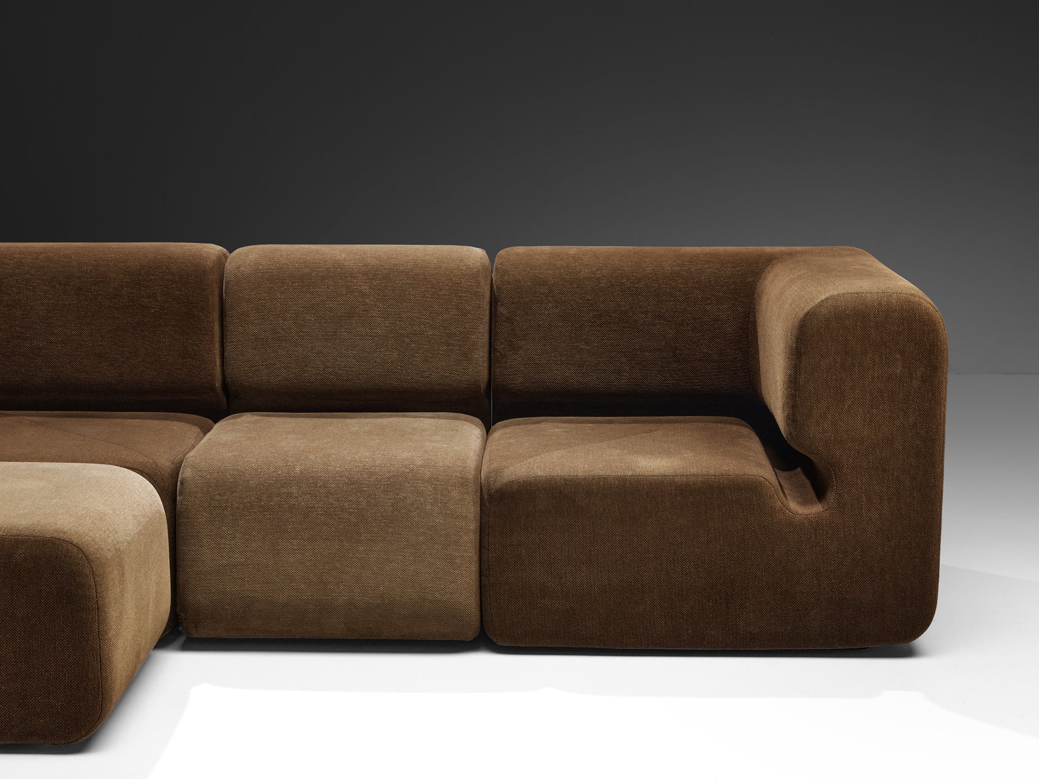 Swiss Grand Modular Sofa in Brown Fabric Seating Morentz