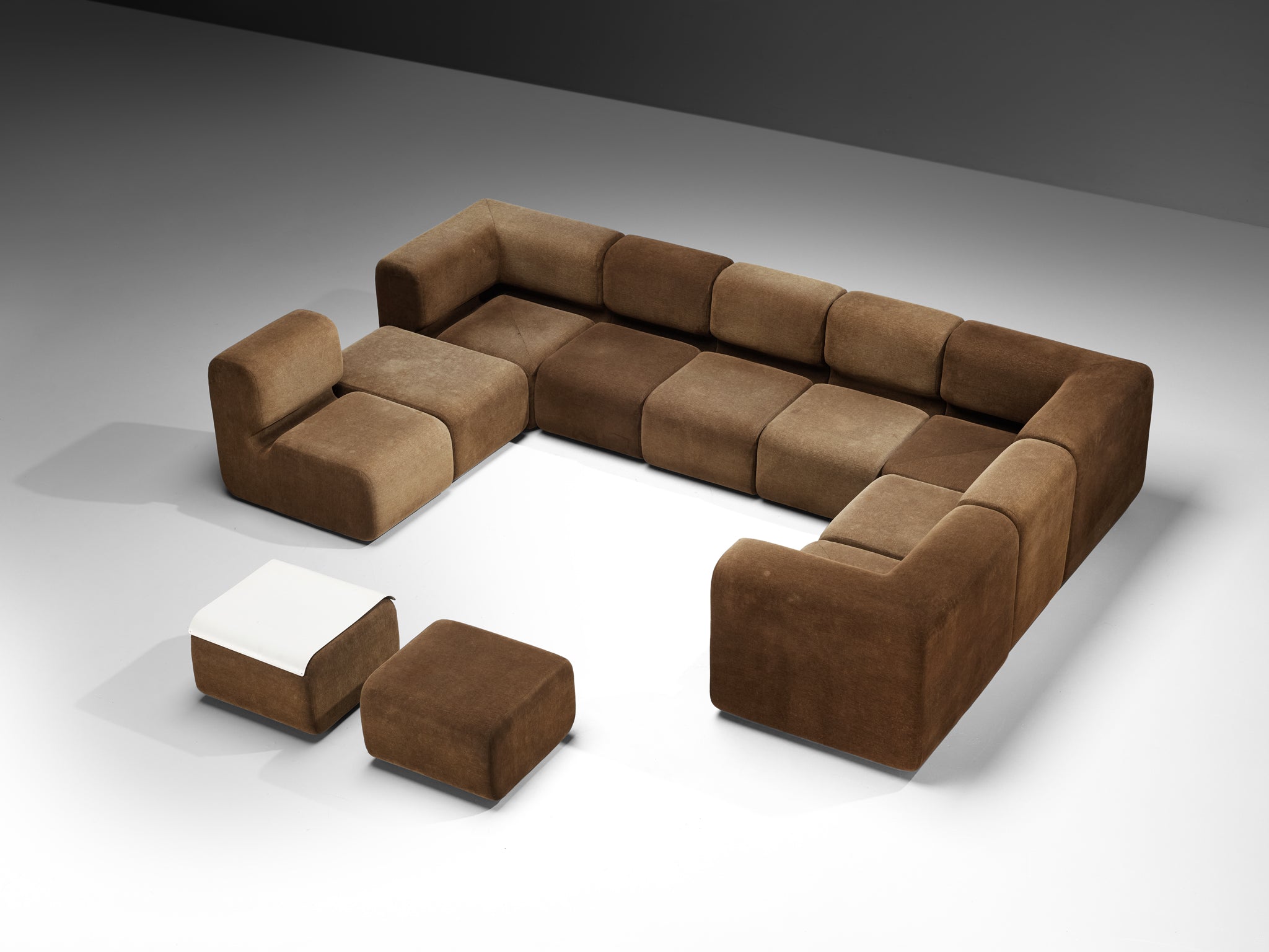Swiss Grand Modular Sofa in Brown Fabric Seating Morentz