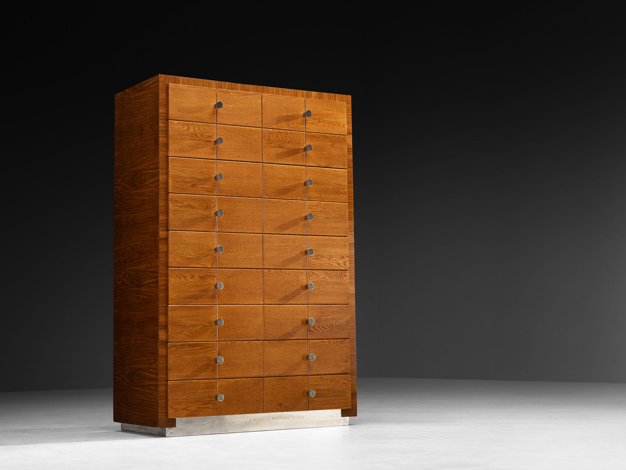 1930s Rationalist Chest of Drawers in Oak, Walnut and Metal Case pieces and storage cabinets Morentz