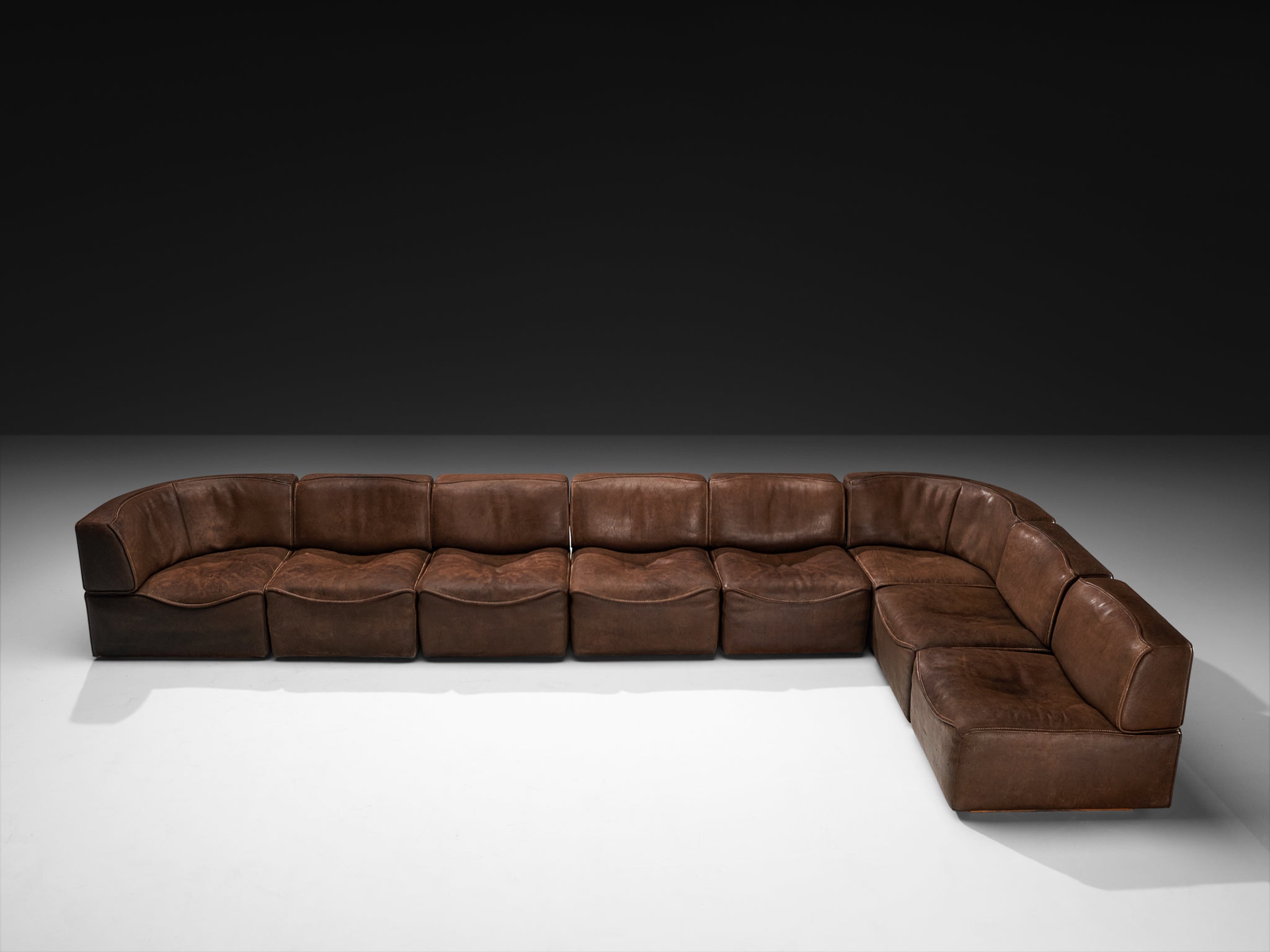De Sede ‘DS-15’ Modular Sofa in Patinated Brown Leather Seating Morentz