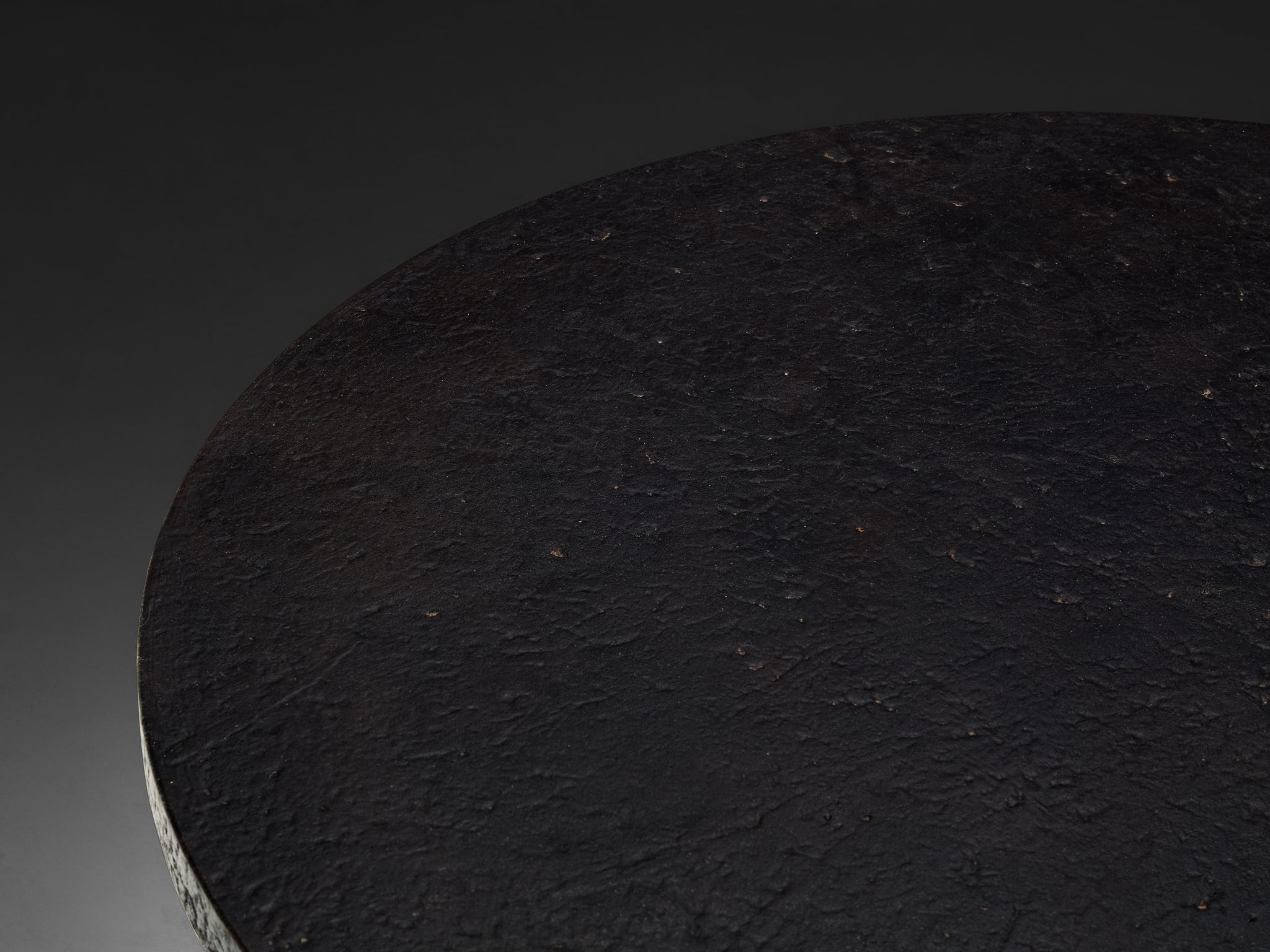 Brutalist Round Coffee Table in Black Stone Look Resin Tables Morentz