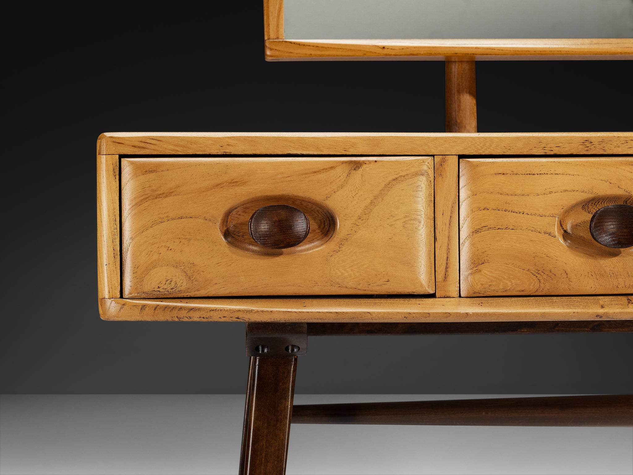 Elegant Mid-Century Vanity in Elm and Wood Tables Morentz