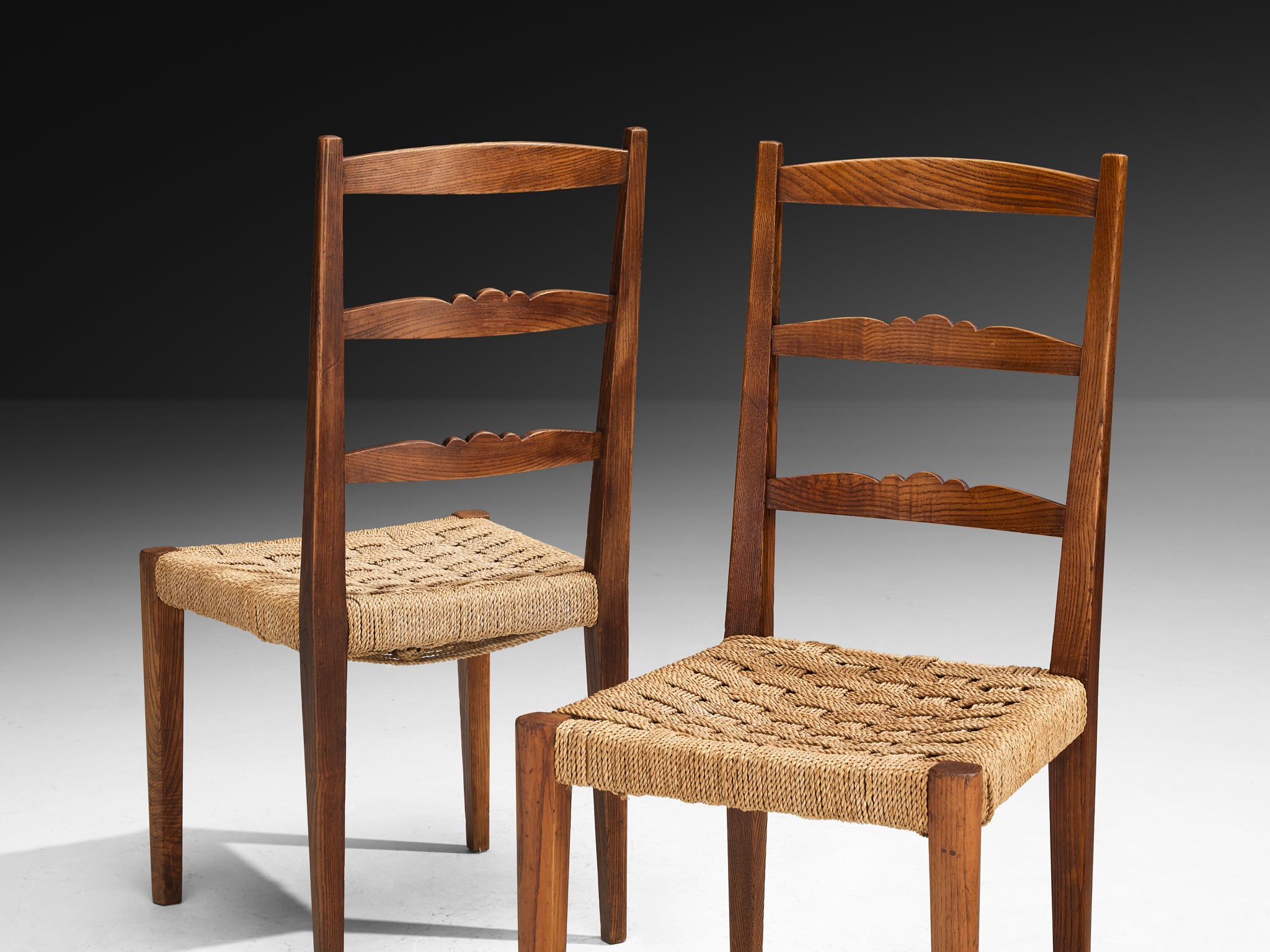 Osvaldo Borsani for ABV Arredamenti Borsani-Varedo Set of Six Dining Chairs in Chestnut Seating Morentz