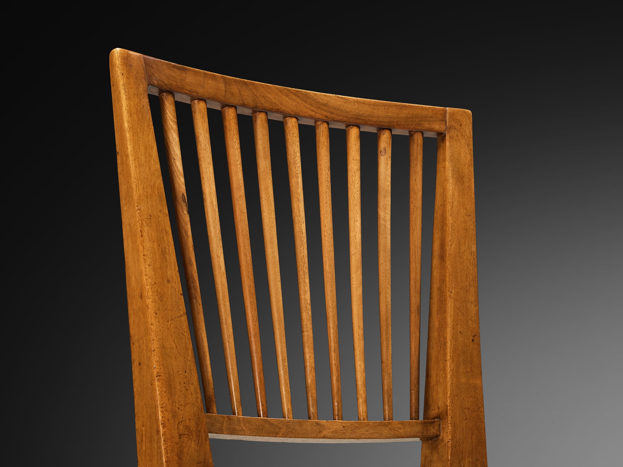 1940s Set of Twelve Italian Dining Chairs in Walnut and Rush Seating Morentz