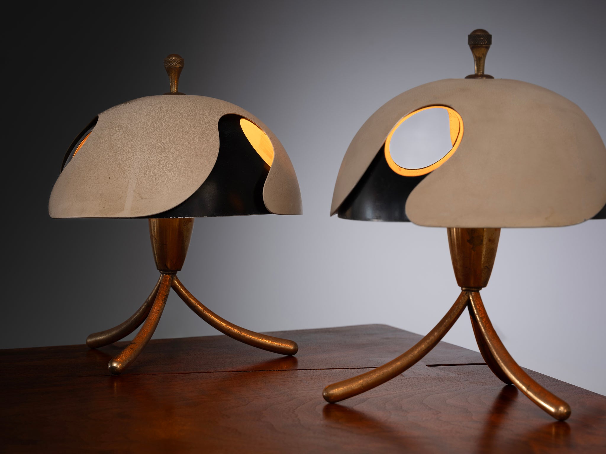 Angelo Lelii for Arredoluce Rare Pair of Table Lamps Lighting Morentz