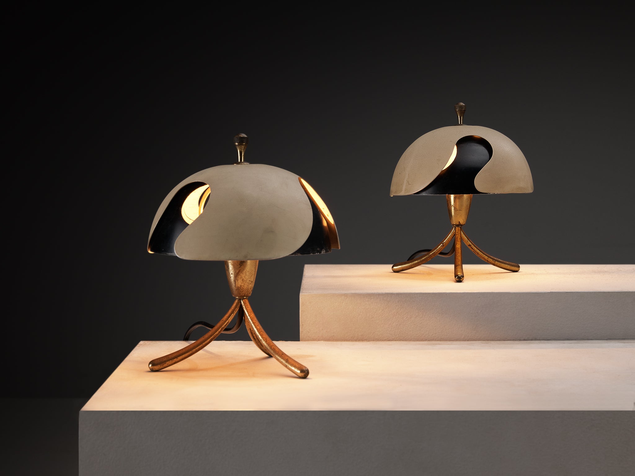 Angelo Lelii for Arredoluce Rare Pair of Table Lamps Lighting Morentz