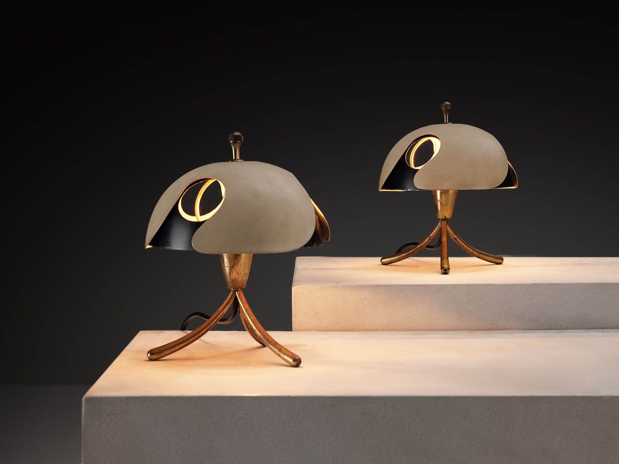 Angelo Lelii for Arredoluce Rare Pair of Table Lamps Lighting Morentz