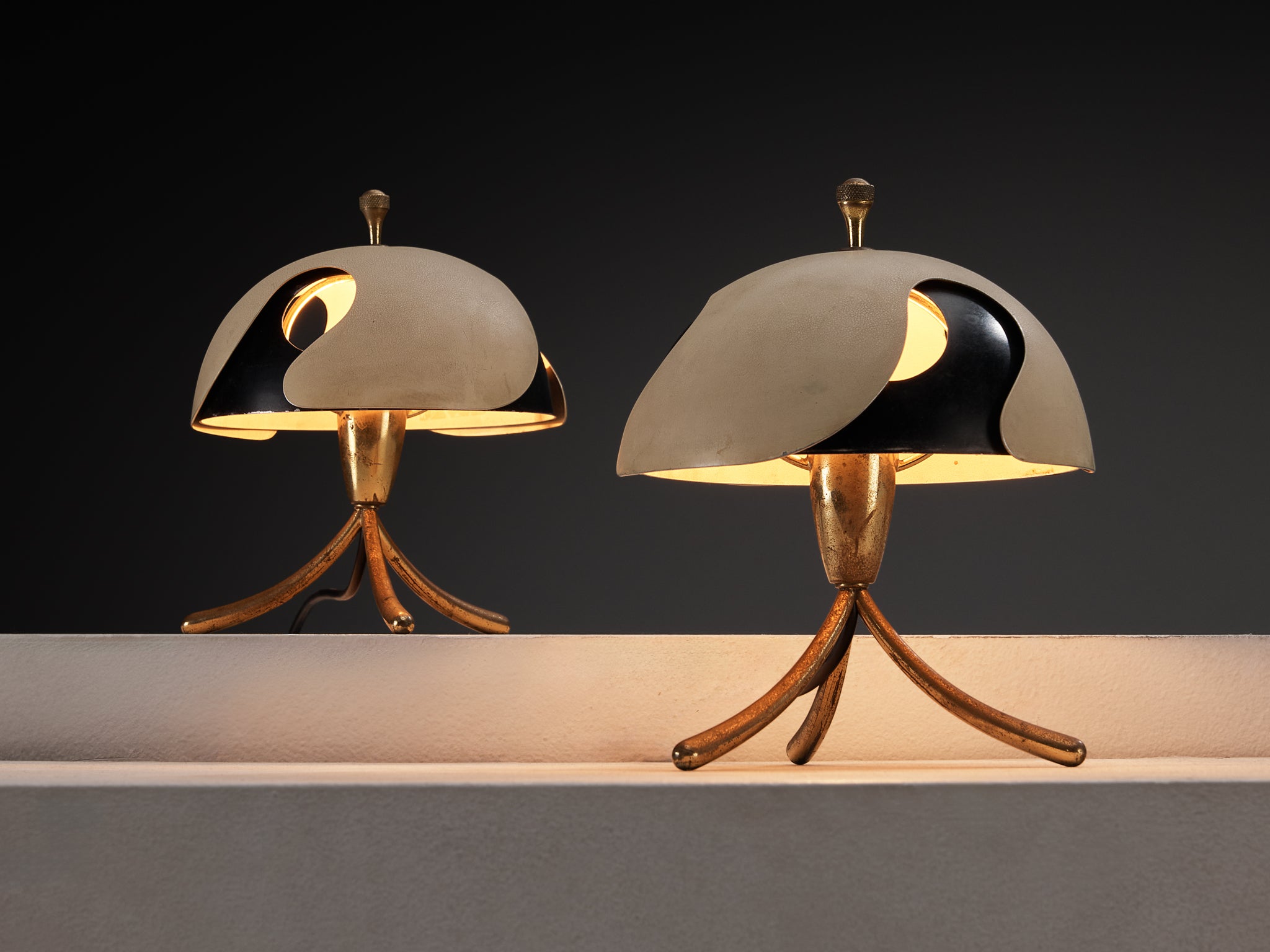Angelo Lelii for Arredoluce Rare Pair of Table Lamps Lighting Morentz