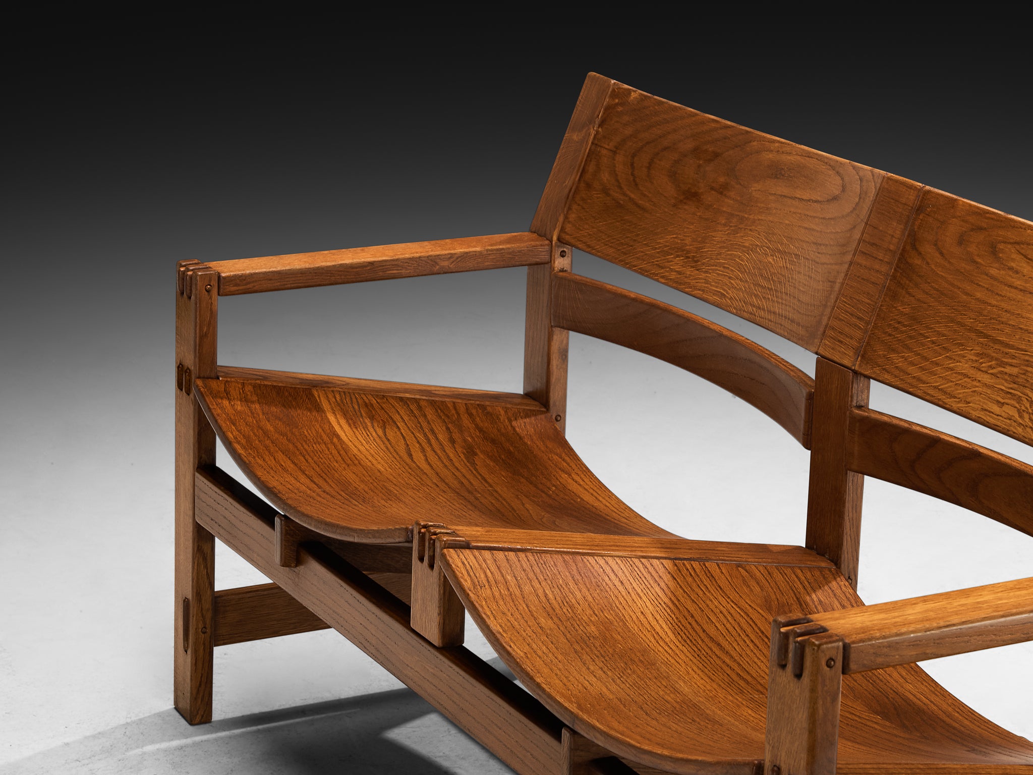 Giuseppe Rivadossi for Officina Rivadossi Rare Bench in Oak Seating Morentz
