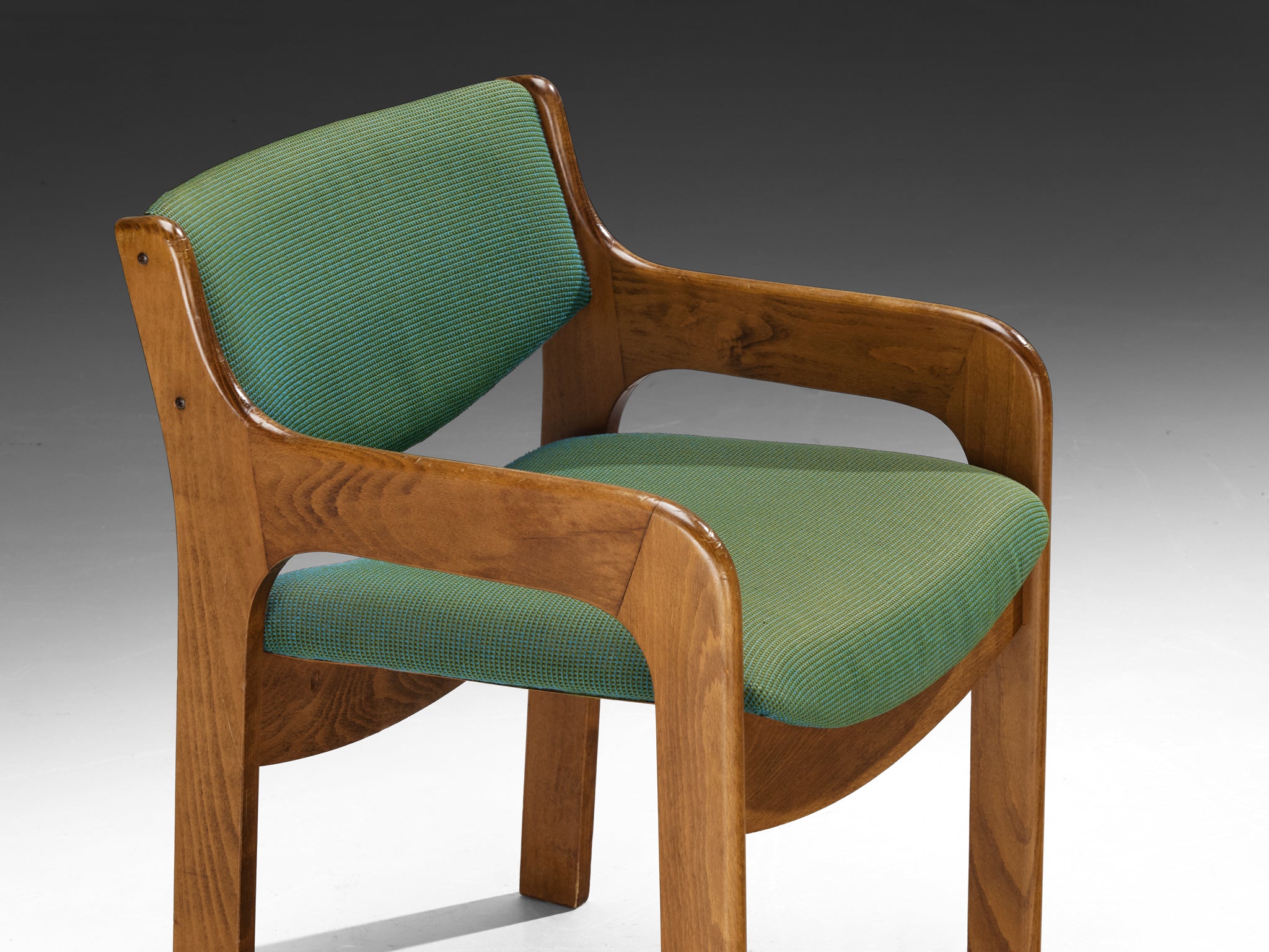 Elegant Italian Mid-Century Set of Sixteen Dining Chairs with Curved Frames in Wood Seating Morentz