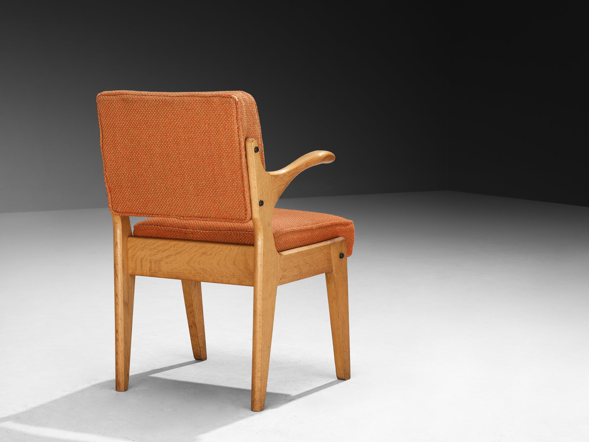 Guillerme & Chambron for Votre Maison 'Bridge Etudiant' Armchair with Orange Upholstery Seating Morentz